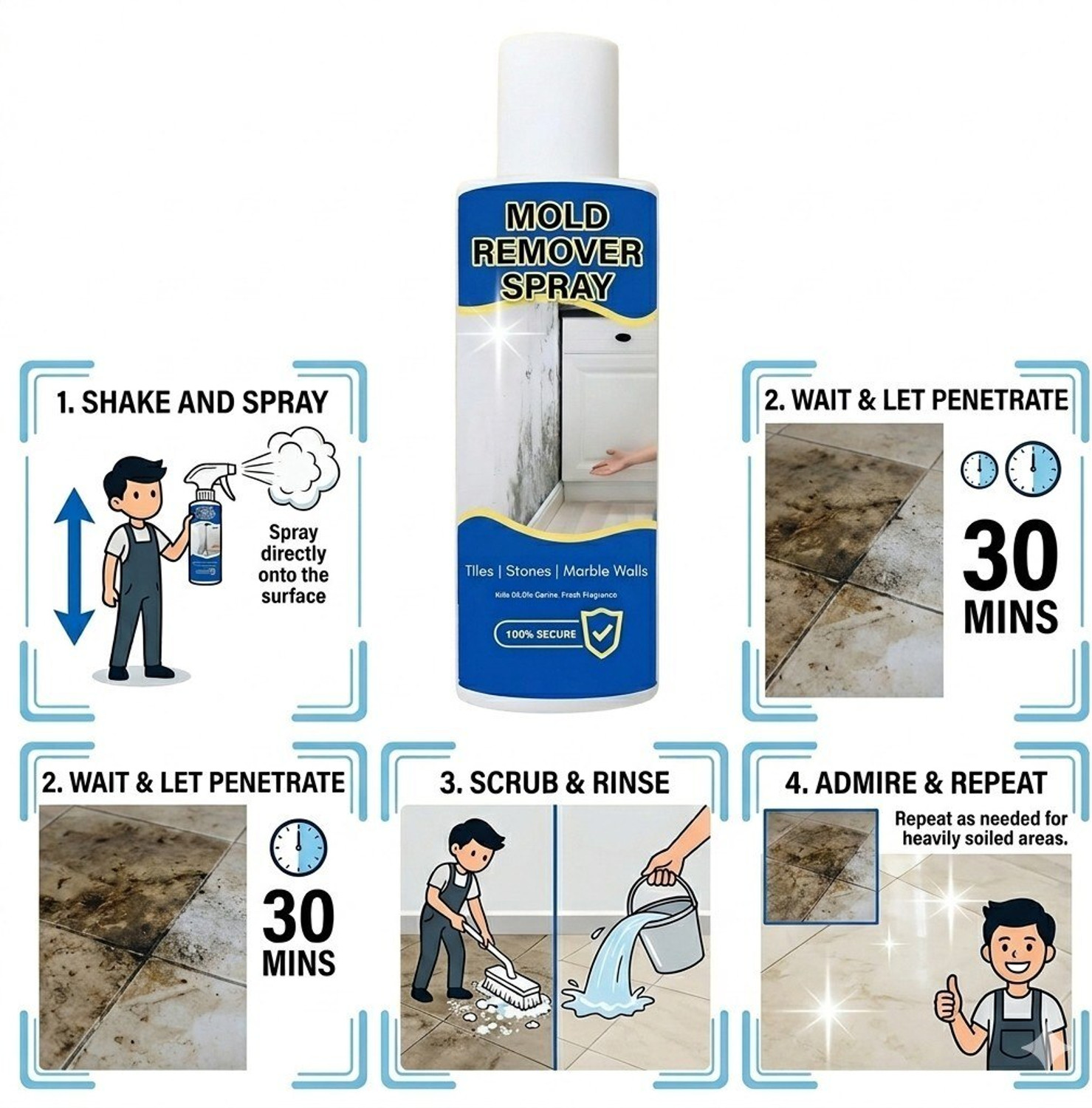 Image of Clear XL Mold Remover Gel Cleaner for Bathroom Tiles, Walls, Grout Kitchen Cleaner .