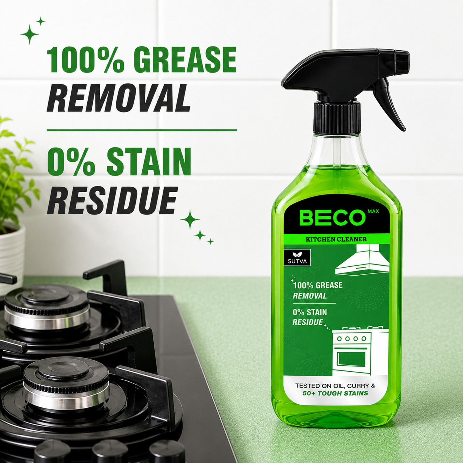 Image of SUTVA Kitchen Cleaner Spray | Gas Stove, Tiles, Oil Stains, Countertops, Sink Cleaner Kitchen Cleaner