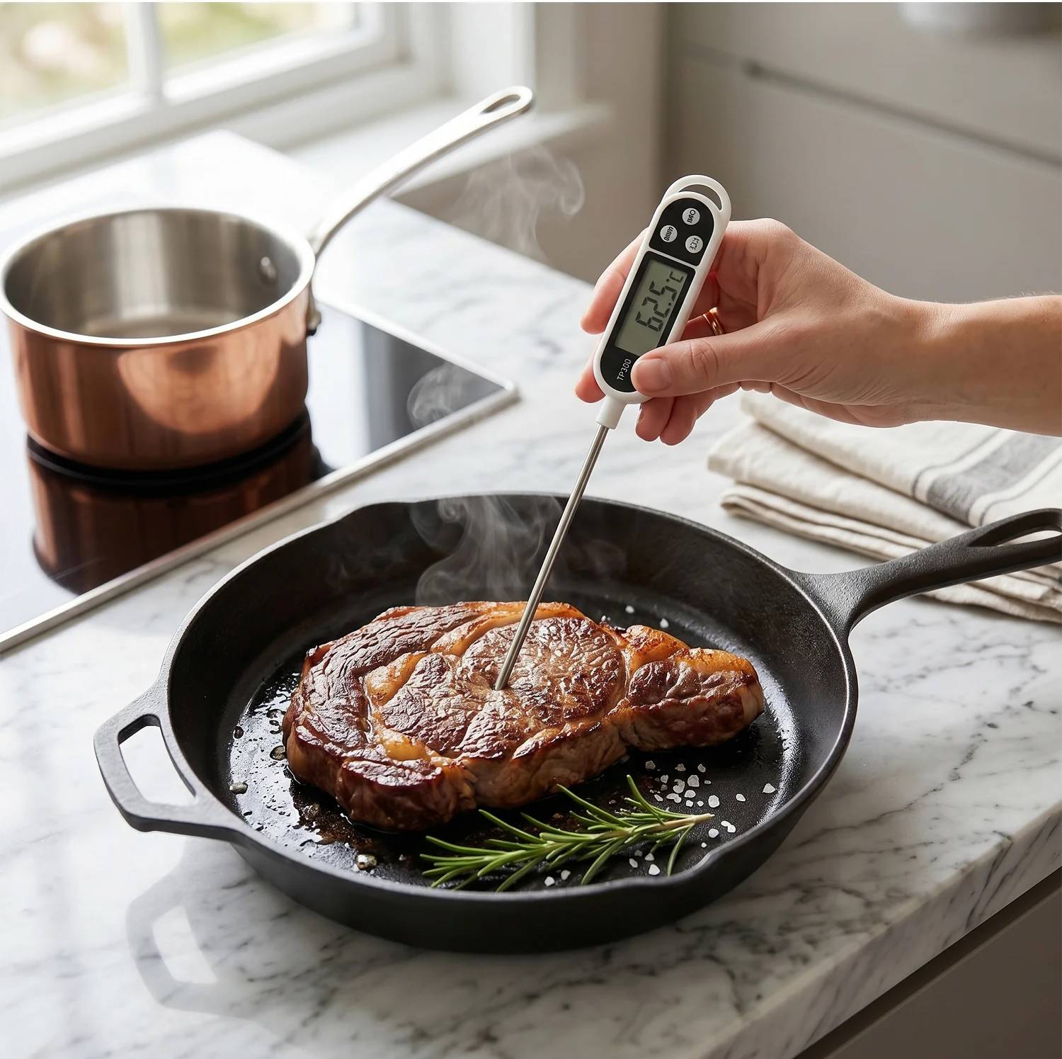 RRCART TP300 Digital food thermometer with LCD display Thermometer with Fork Kitchen Thermometer — Smart Kitchen Gadgets