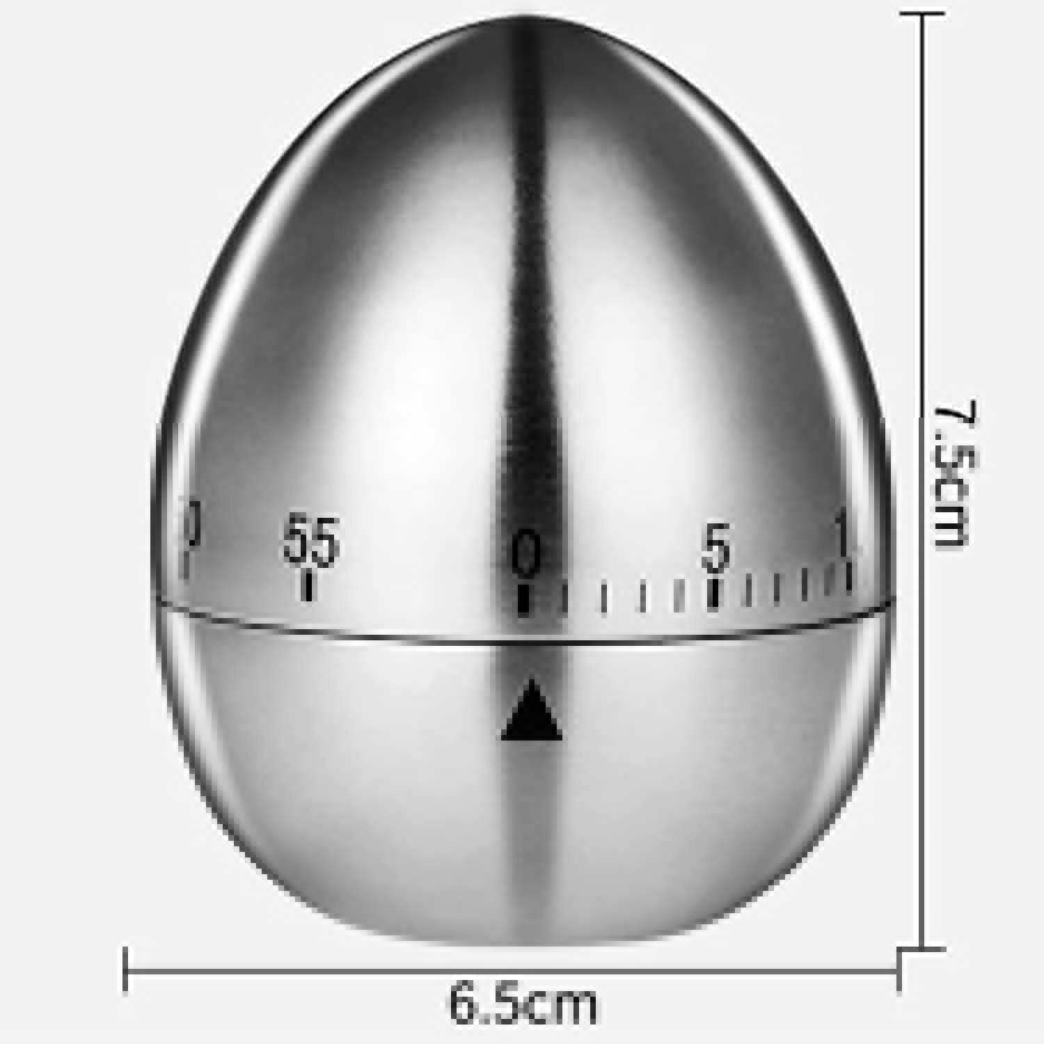 Image of VATTU Egg Shape Kitchen Timer Stainless Steel Machinery Count Down Analog Kitchen Timer