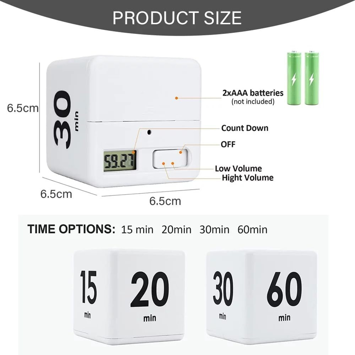 Image of HomeHunt Cube Timer For Kitchen,Gravity Sensor Flip Timer,Square Kids Timer15-20-30-60Min Digital Kitchen Timer