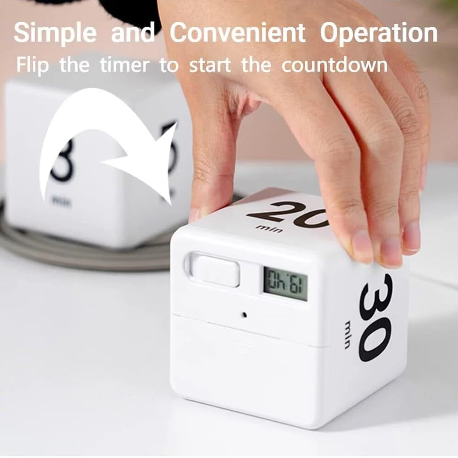 Image of HomeHunt Cube Timer For Kitchen,Gravity Sensor Flip Timer,Square Kids Timer15-20-30-60Min Digital Kitchen Timer