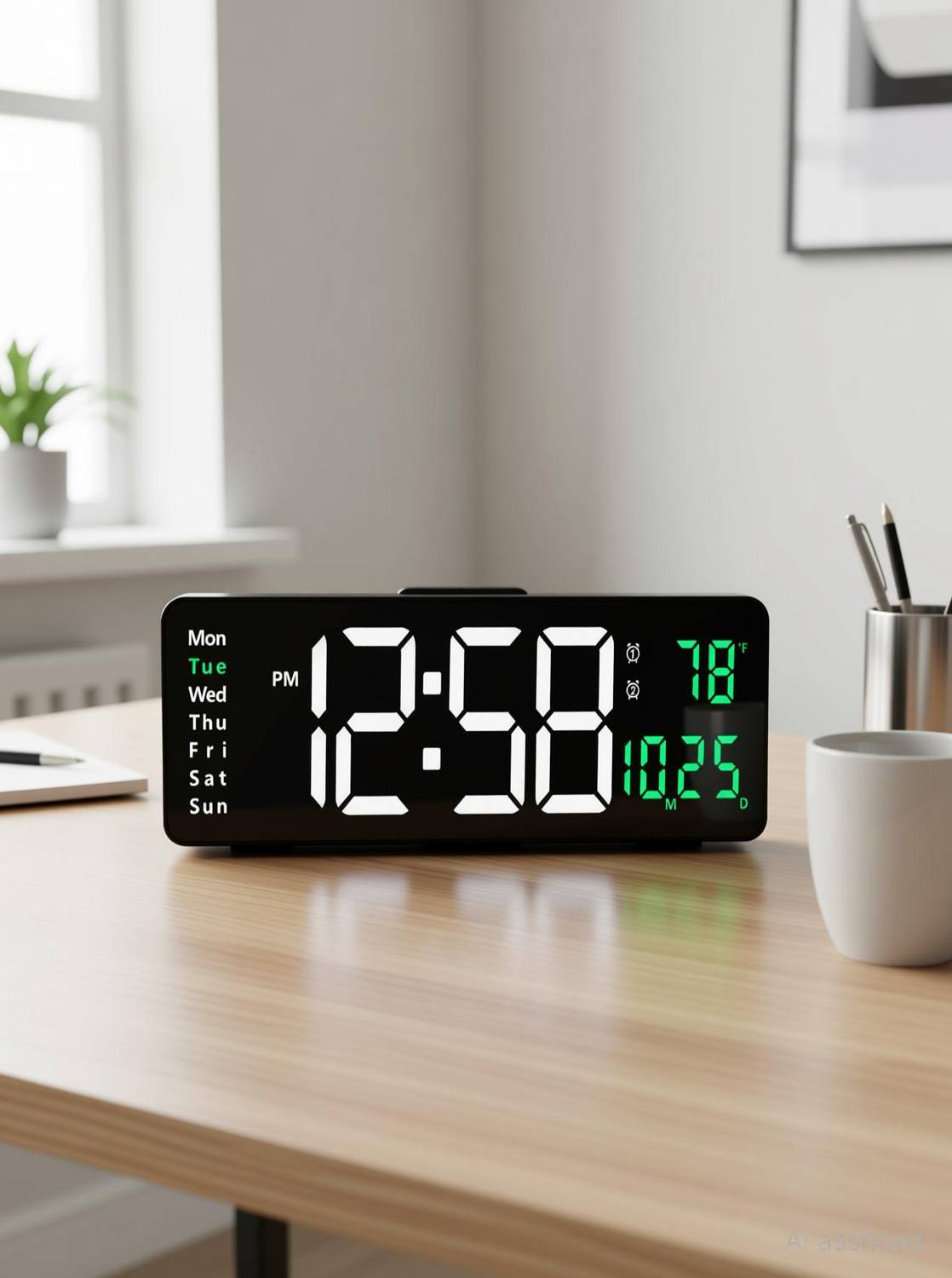 Calldrishe Digital White, Green Clock