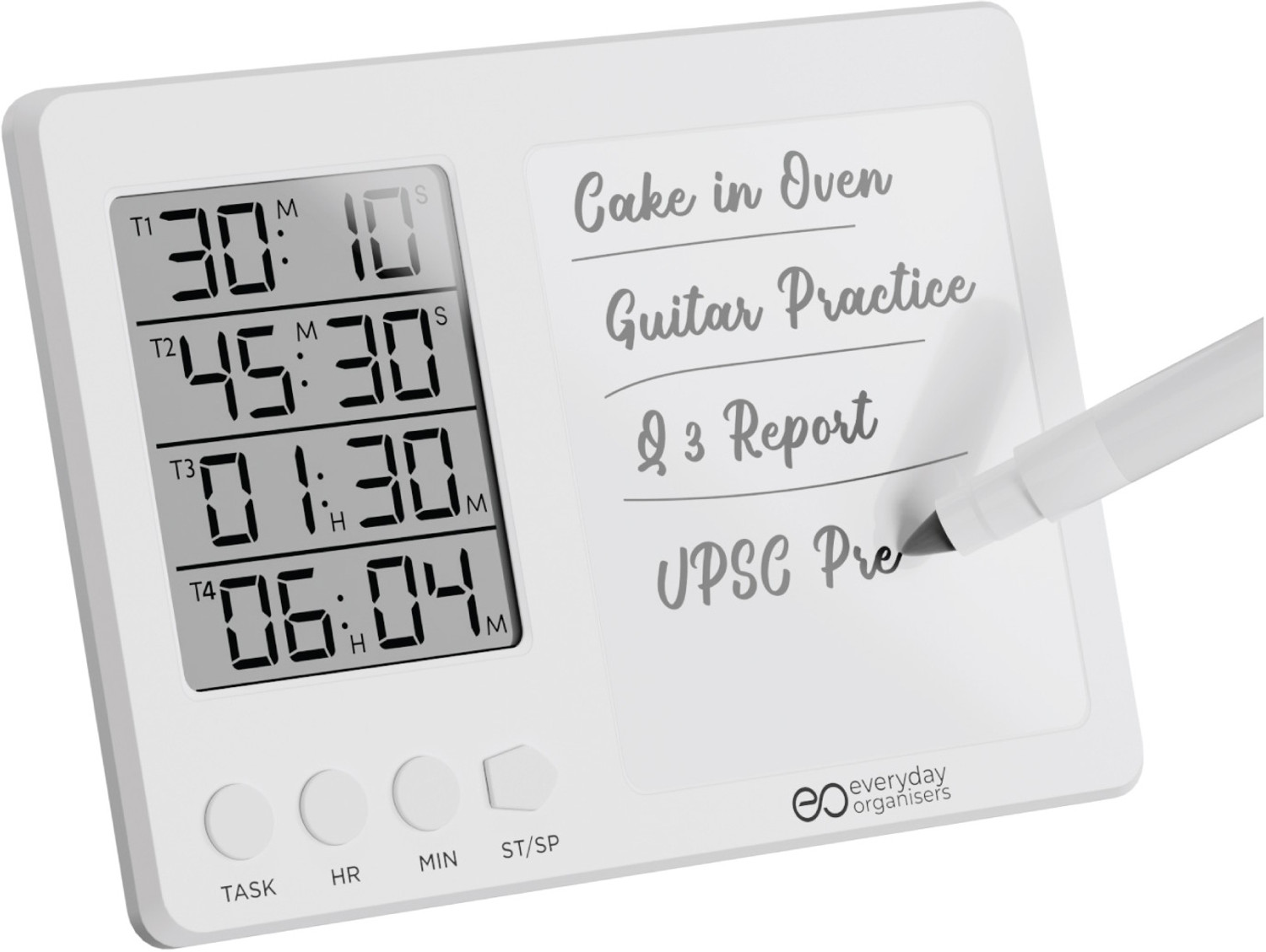Image of everyday organisers Multi-Timer Clock with Stopwatch & Small Magnetic White Board with Marker EO-020 Digital Kitchen Timer