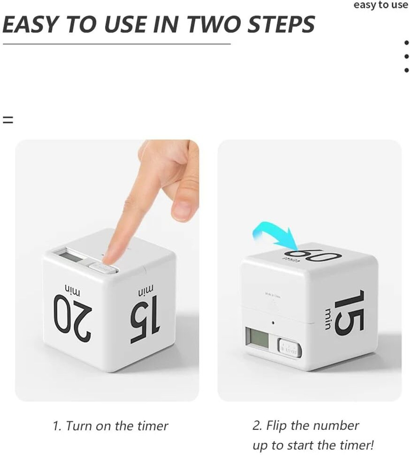 Image of HomeHunt Cube Timer For Kitchen,Gravity Sensor Flip Timer,Square Kids Timer15-20-30-60Min Digital Kitchen Timer