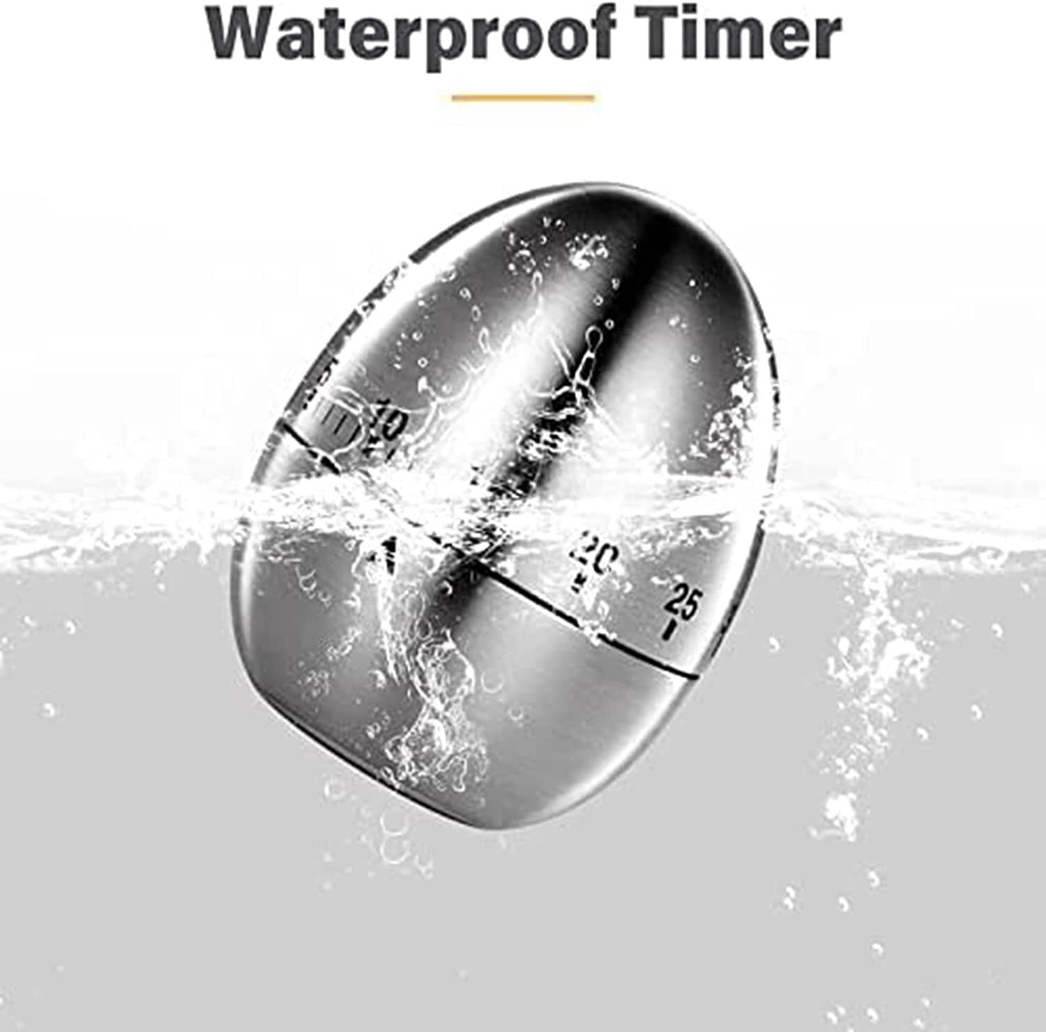 Image of VATTU Egg Shape Kitchen Timer Stainless Steel Machinery Count Down Analog Kitchen Timer