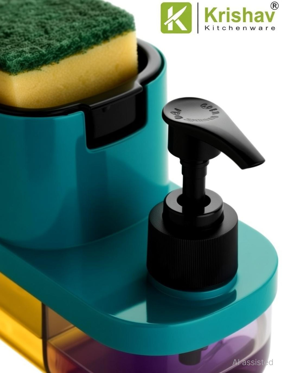 Image of krishav Krishav Plastic 3 in 1 Soap Pump Dispenser Kitchen Bathroom (Multi-Color) Kitchen Tool Set