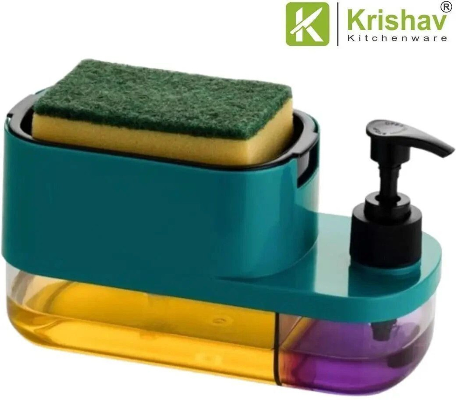 Image of krishav Krishav Plastic 3 in 1 Soap Pump Dispenser Kitchen Bathroom (Multi-Color) Kitchen Tool Set