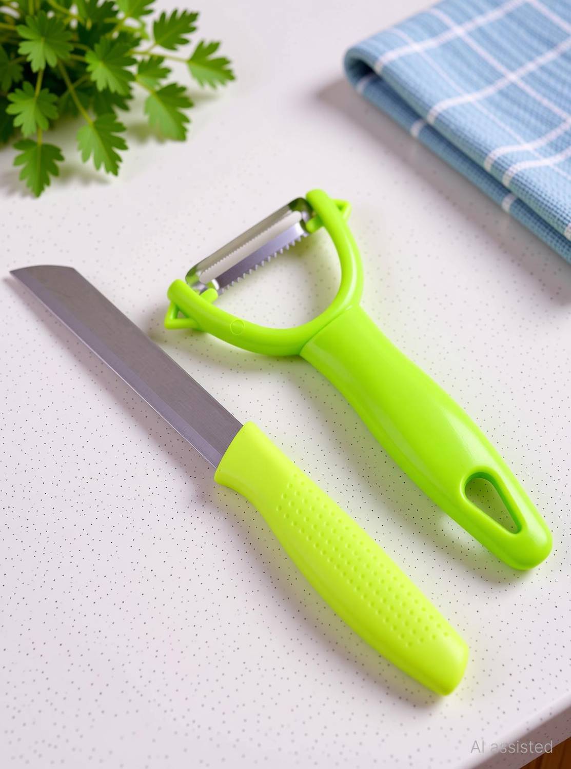 CHEFORRA Kitchen Knife 420 Plain with Y-Shaped Peeler | Sharp Stainless Steel Blade Kitchen Tool Set