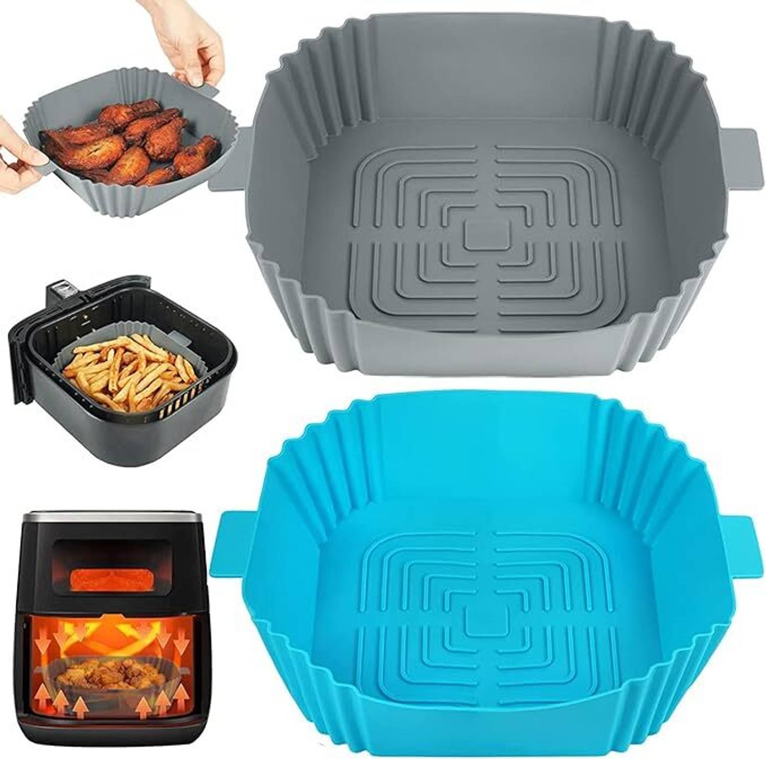 LIJIE 2 Pcs Easy-to-Clean Air Fryer Silicone Tray Airfryer Tray