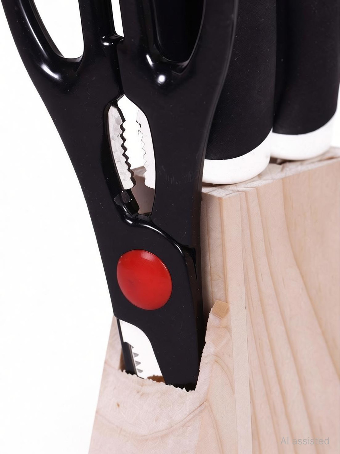 Image of DEAGAN 6 Pc Wood, Steel, Bamboo Knife Set Knife Set with Wooden Stand Stainless Steel Plastic Cutlery Knife