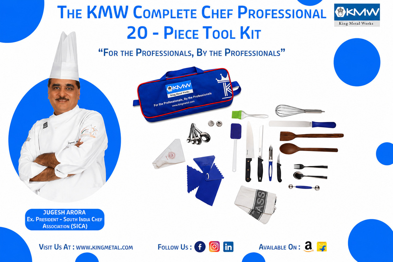 Image of KMW Chef Professional 20-Piece Tool Kit: Essential Culinary Instruments for Cooking Kitchen Tool Set