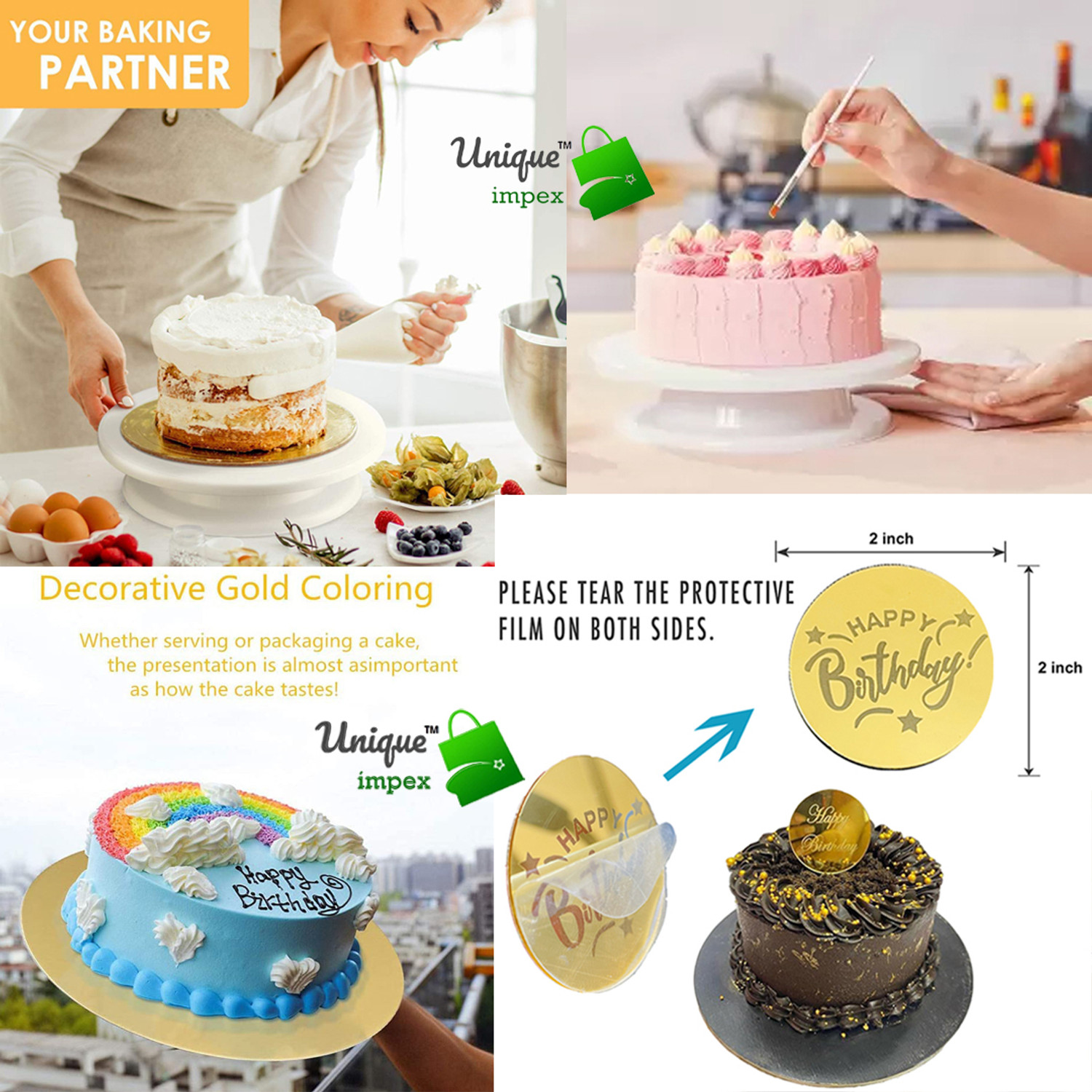 Image of Unique Impex cake baking set beater / cake making materials / cake decorating items - 3 Baking Comb