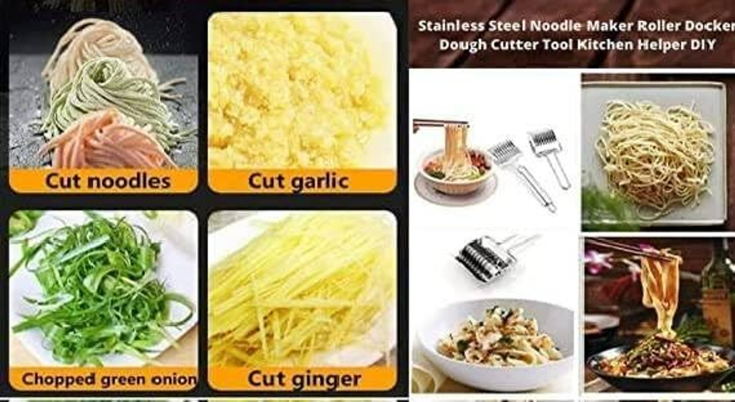 Image of vyoree NOODLE MAKER ROLLER Noodles Cutter Spoon - Cutting Tool Spaghetti and Pasta Maker