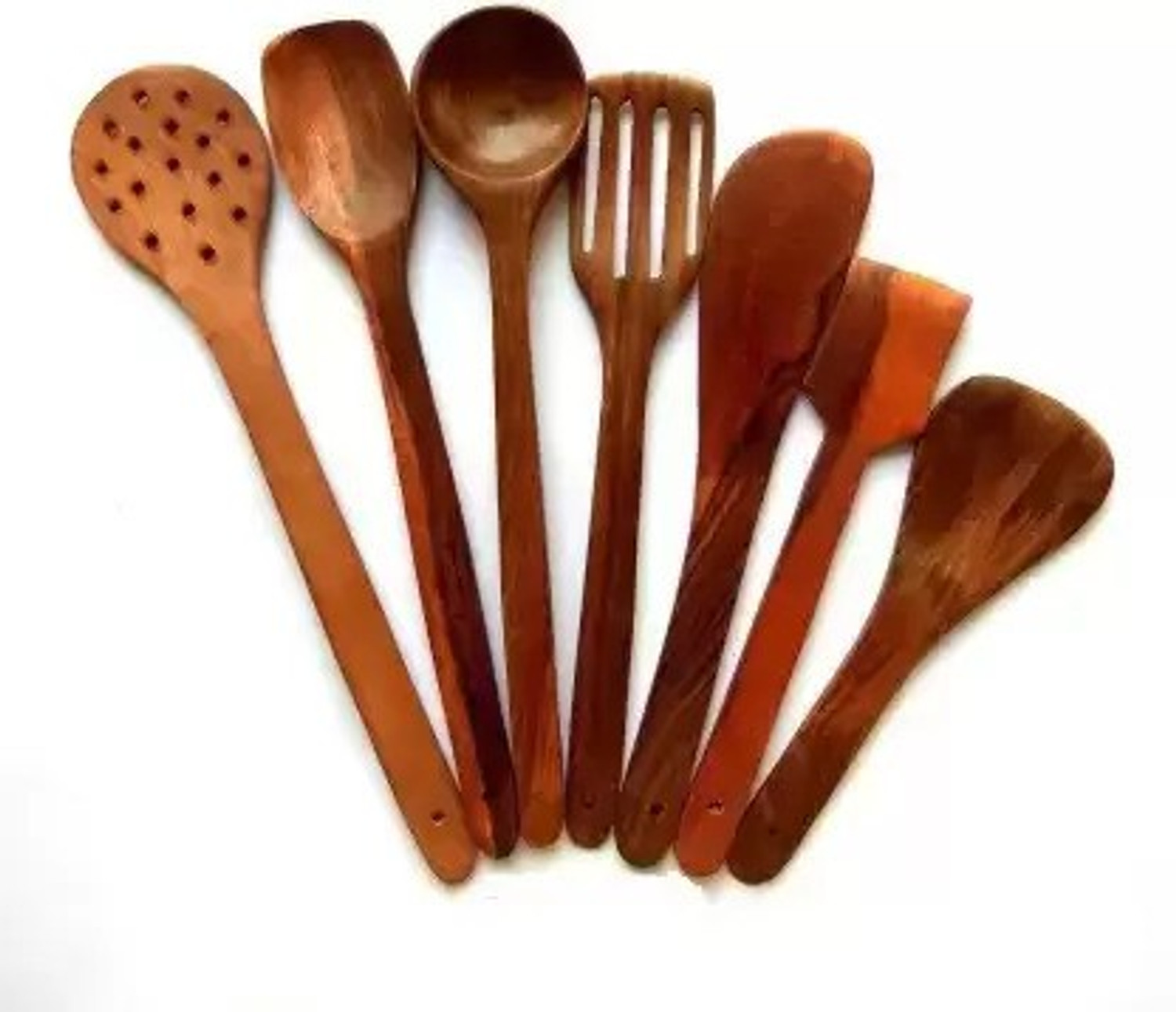 Image of Ruby Perl s Disposable Wooden Serving Spoon Set (Pack of 7) Disposable Wooden Dessert Spoon Set