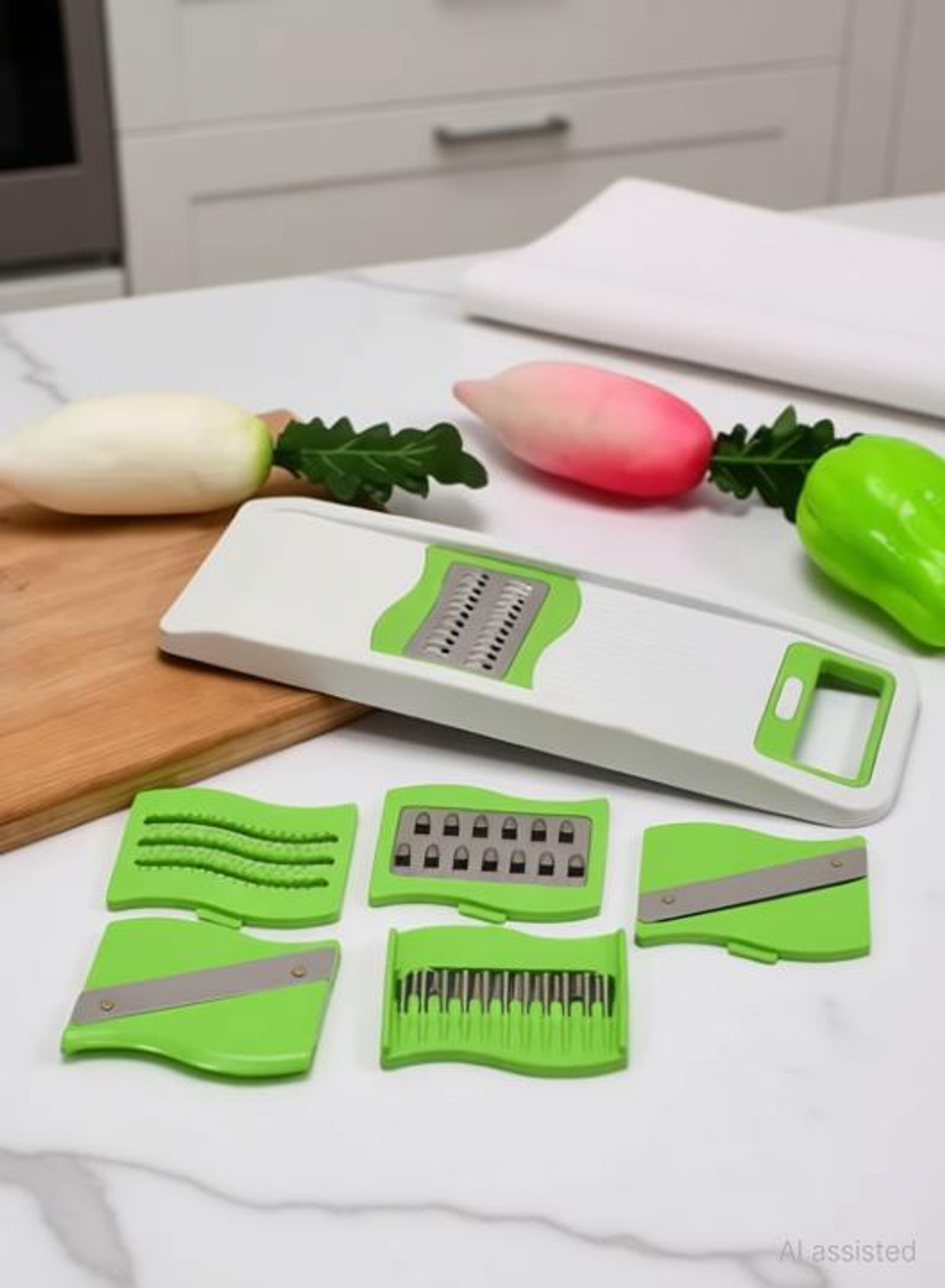 Image of Aappliances 6 in 1 Slicer & Grater with Safety Holder Kitchen Tool Set