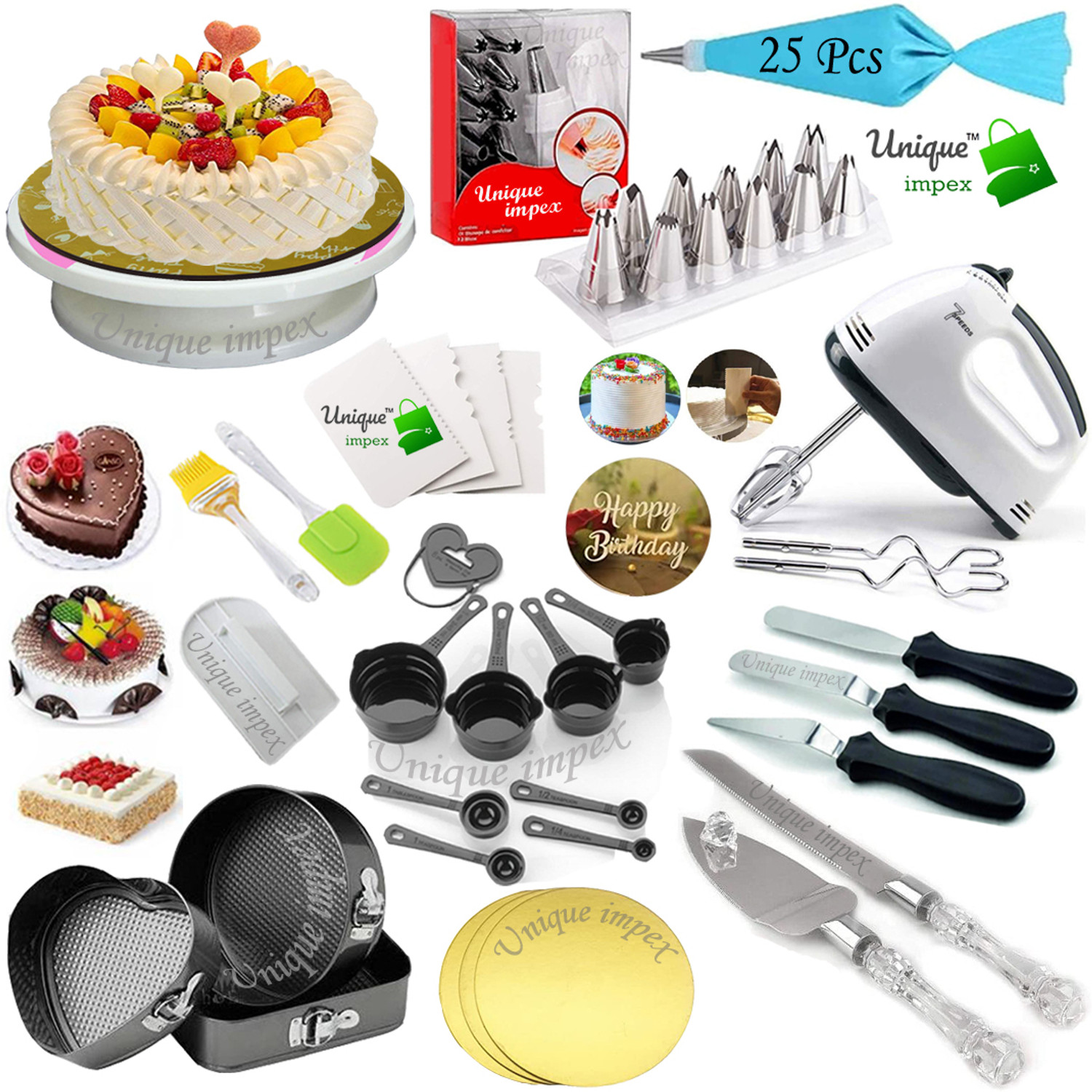 Image of Unique Impex cake baking set beater / cake making materials / cake decorating items - 3 Baking Comb
