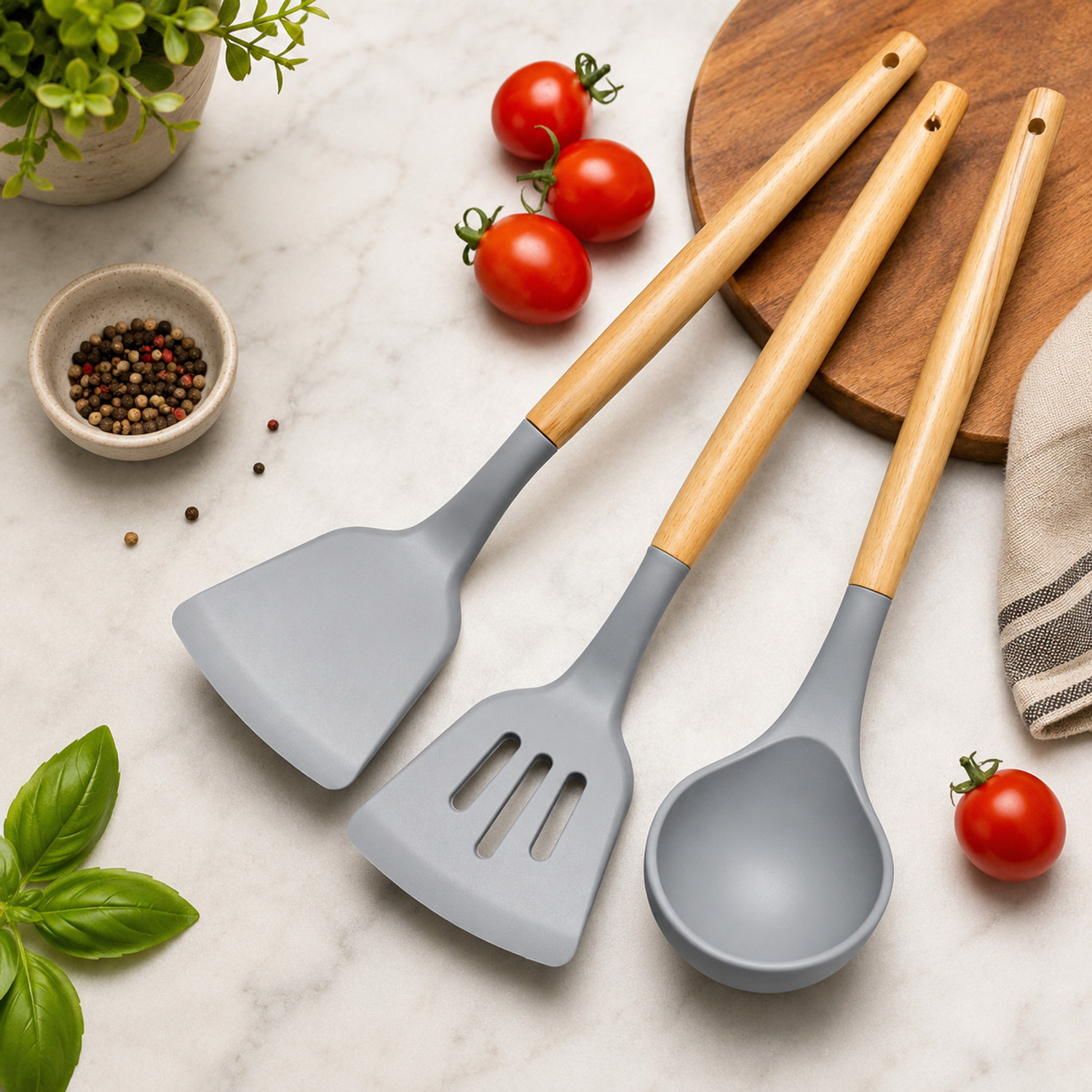 Image of IMPRONOW Silicone Spatula Set For Cooking, Baking & Mixing Non Stick BPA-Free Spatula Set Kitchen Tool Set