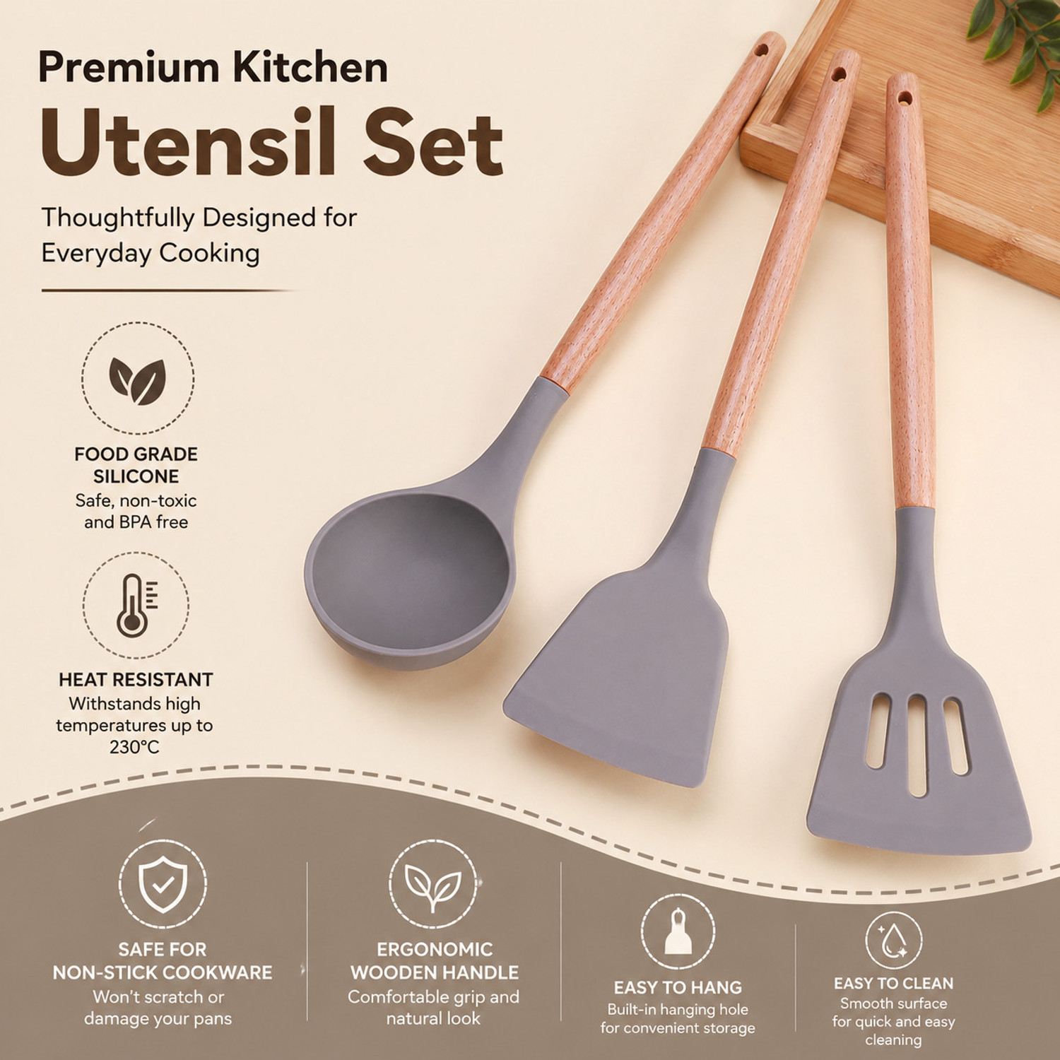 Image of IMPRONOW Silicone Spatula Set For Cooking, Baking & Mixing Non Stick BPA-Free Spatula Set Kitchen Tool Set