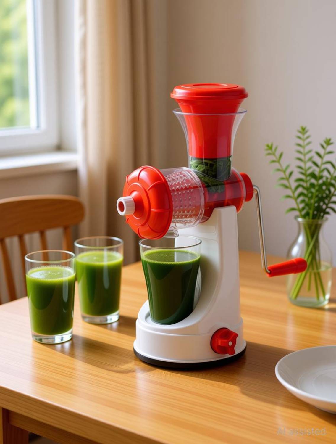 Analog Kitchenware Manual Power Free Hand Juicer And Vegetable Cutter Set of 2 (Red) Kitchen Tool Set
