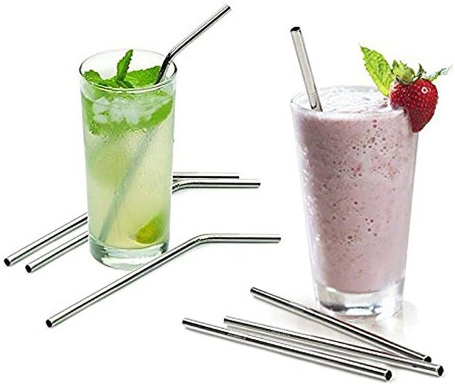 Atirap Steel Straws for Drinking with Brushes (4 Bent + 4 Straight + 2 Brushes) Kitchen Tool Set