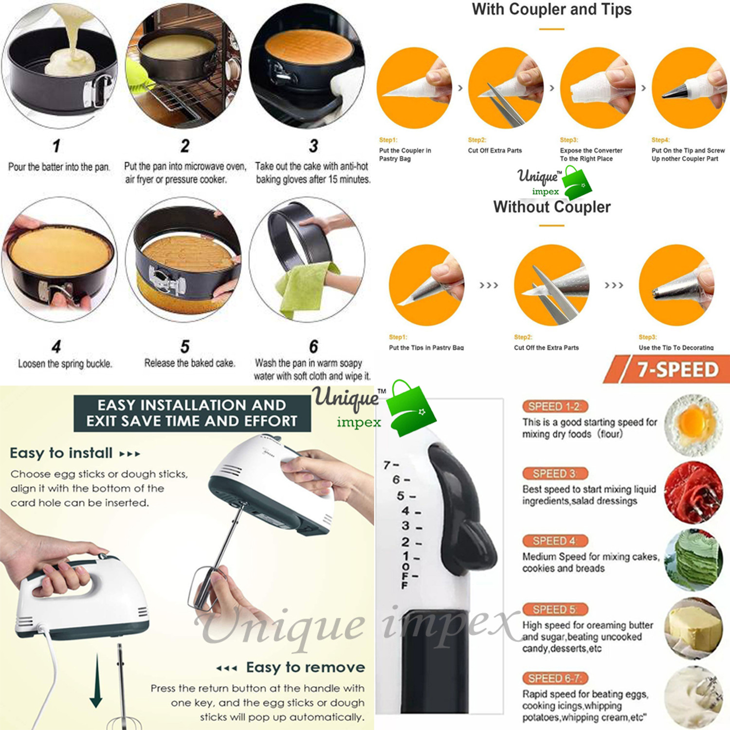Image of Unique Impex cake baking set beater / cake making materials / cake decorating items - 3 Baking Comb