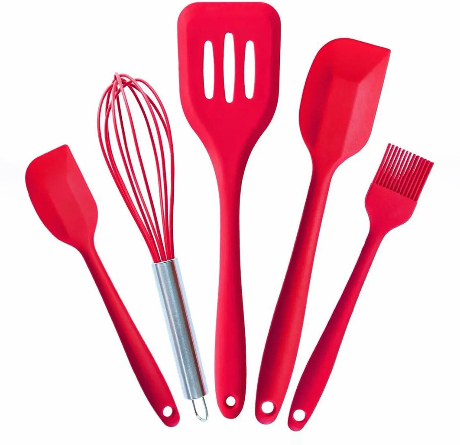 Image of DecorTwist Silicone Spatula Set of 5 Heat Resistant Kitchen Utensils for Cooking Baking Kitchen Tool Set