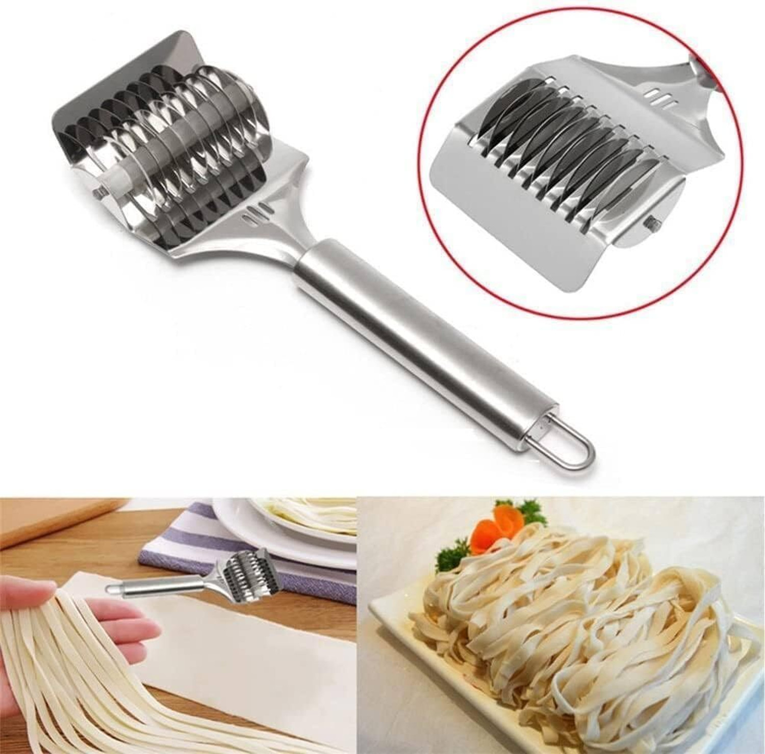 Image of vyoree NOODLE MAKER ROLLER Noodles Cutter Spoon - Cutting Tool Spaghetti and Pasta Maker