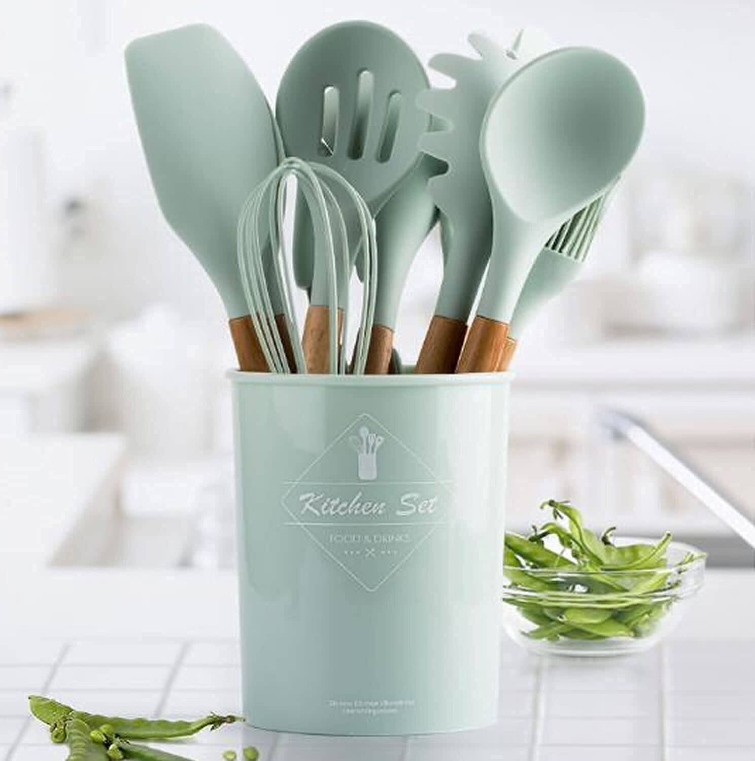 4tens Silicone Kitchen Utensils Spatula Spoon Cooking Set- 12 Pcs Kitchen Tool Set Kitchen Tool Set
