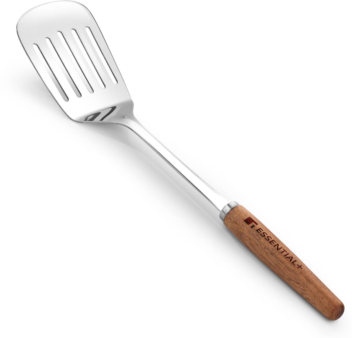 BERGNER Essential Plus Stainless Steel 34cm Slotted Turner with Wooden Handle, Kitchen Tool Set