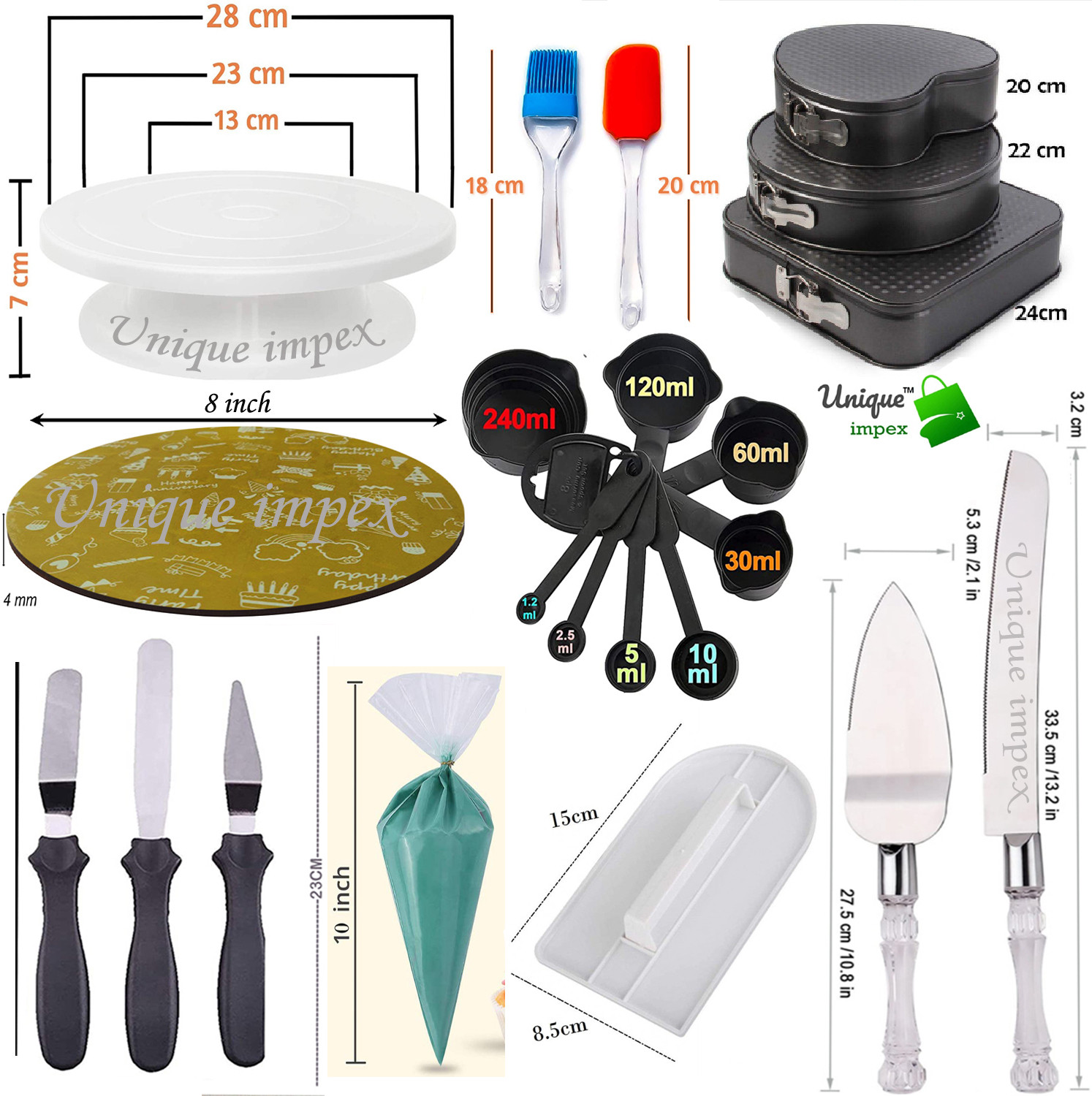 Image of Unique Impex cake baking set beater / cake making materials / cake decorating items - 3 Baking Comb