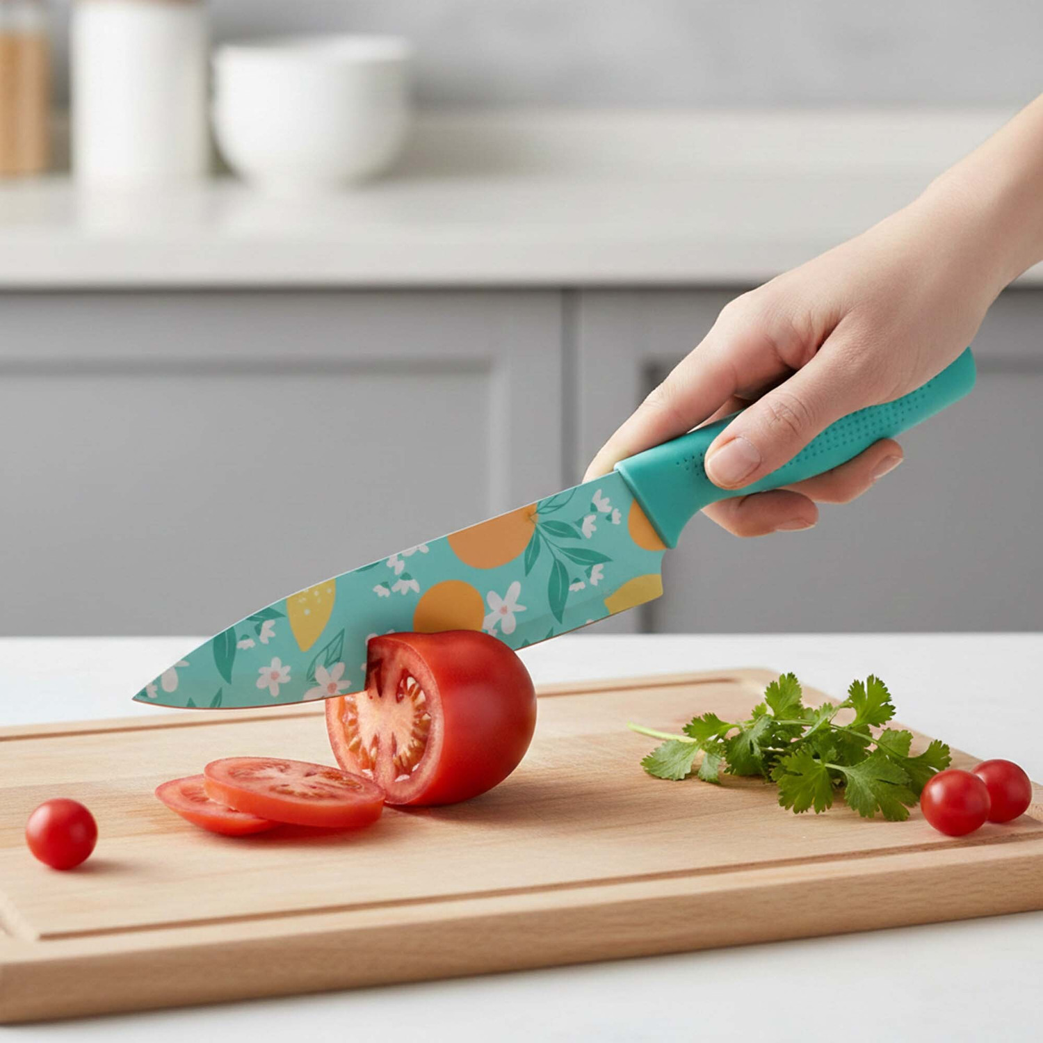 Image of Brandvilla 3 Pc Stainless Steel Knife Set 3-Piece, Nonstick Stainless Steel Chef, Santoku & Utility Knives
