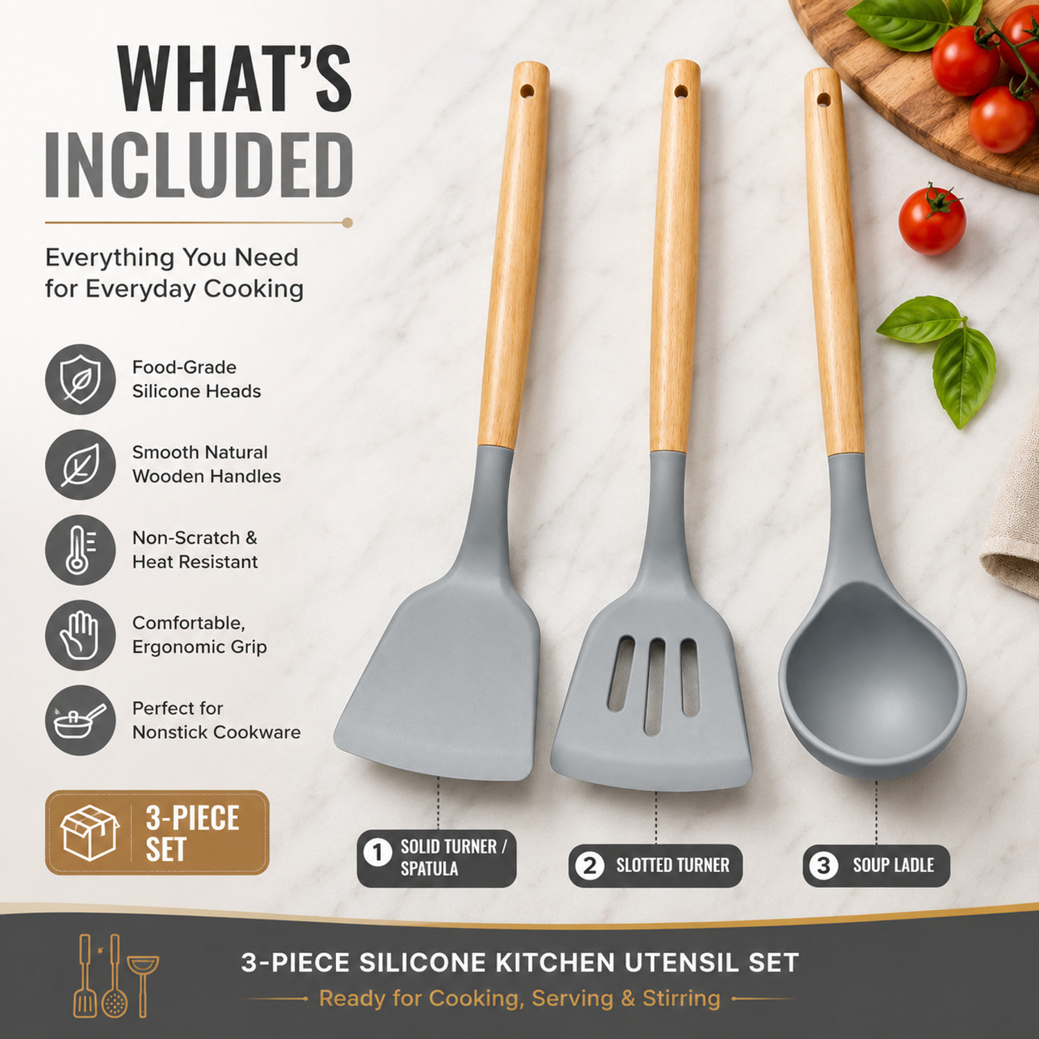 Image of IMPRONOW Silicone Spatula Set For Cooking, Baking & Mixing Non Stick BPA-Free Spatula Set Kitchen Tool Set