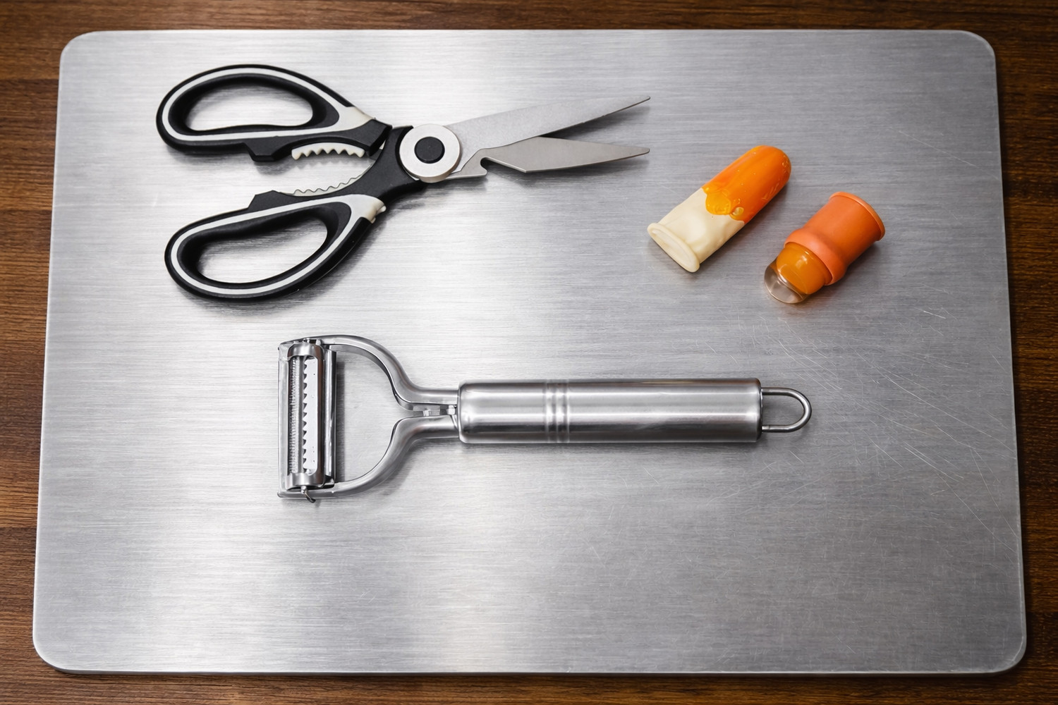 Image of viruksa Combo of SS ChoppingBoard, Peeler, Thumbknife & Scissor Kitchen Tool Set