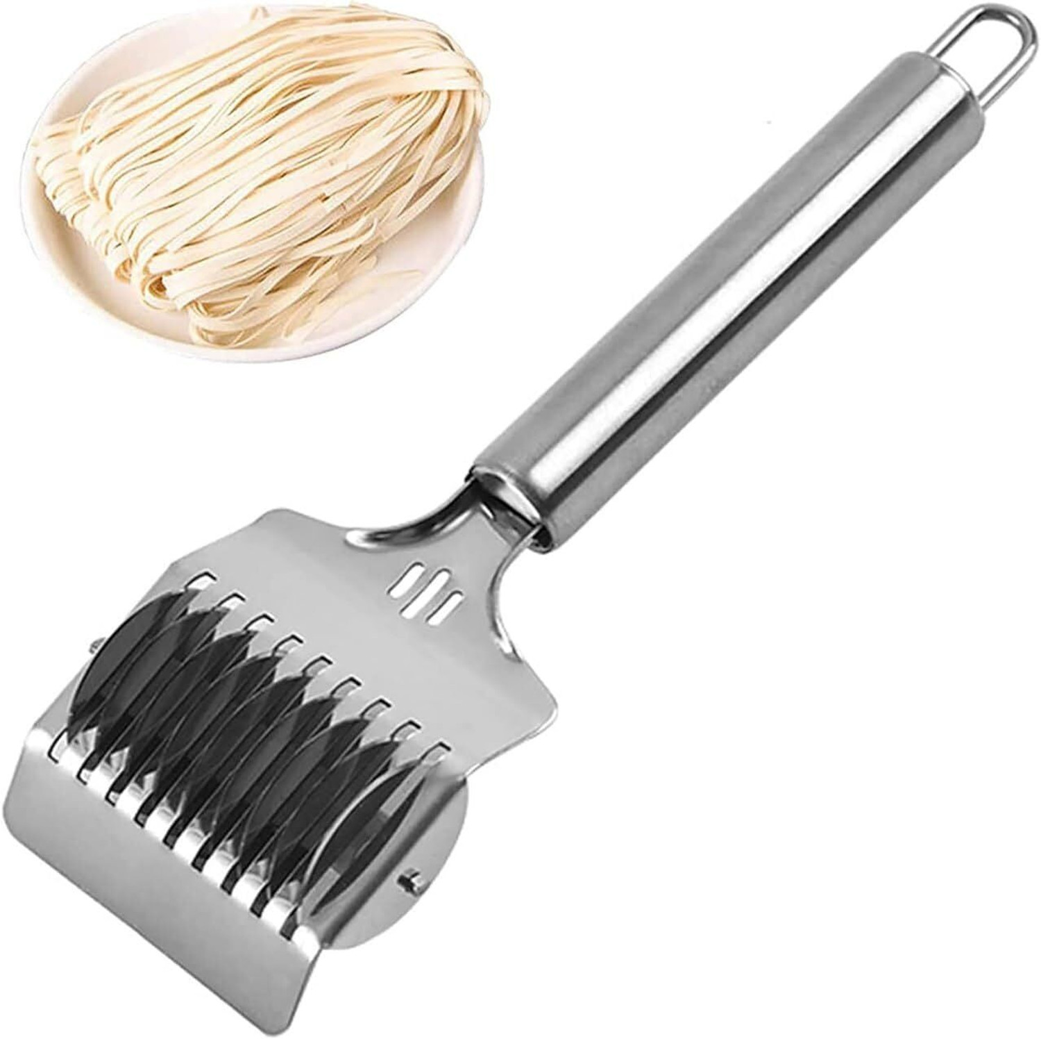 Image of vyoree NOODLE MAKER ROLLER Noodles Cutter Spoon - Cutting Tool Spaghetti and Pasta Maker