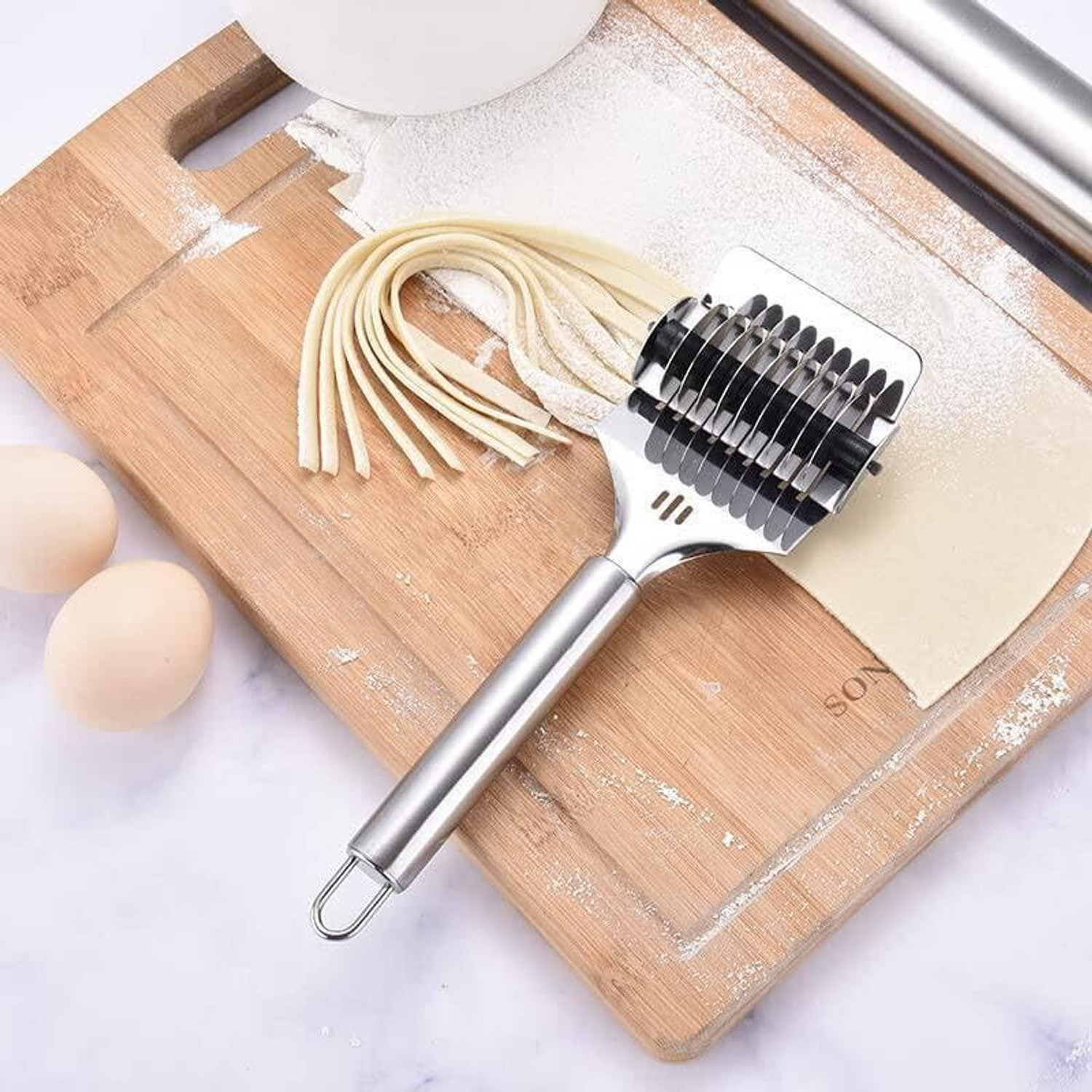 Image of vyoree NOODLE MAKER ROLLER Noodles Cutter Spoon - Cutting Tool Spaghetti and Pasta Maker