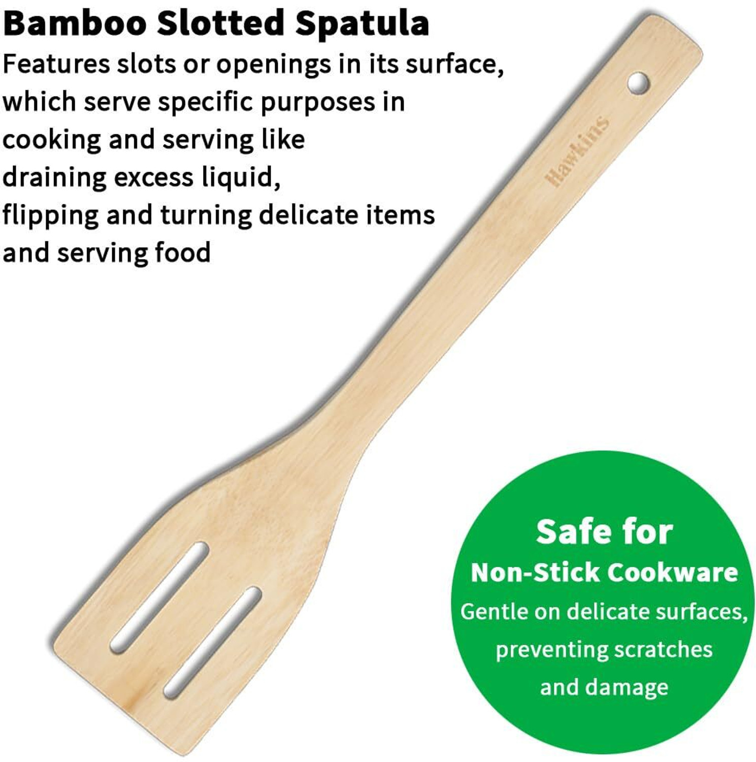 Image of Hawkins Bamboo Spatula Set of 3, Natural Handmade Bamboo Spatulas Wooden Spatula