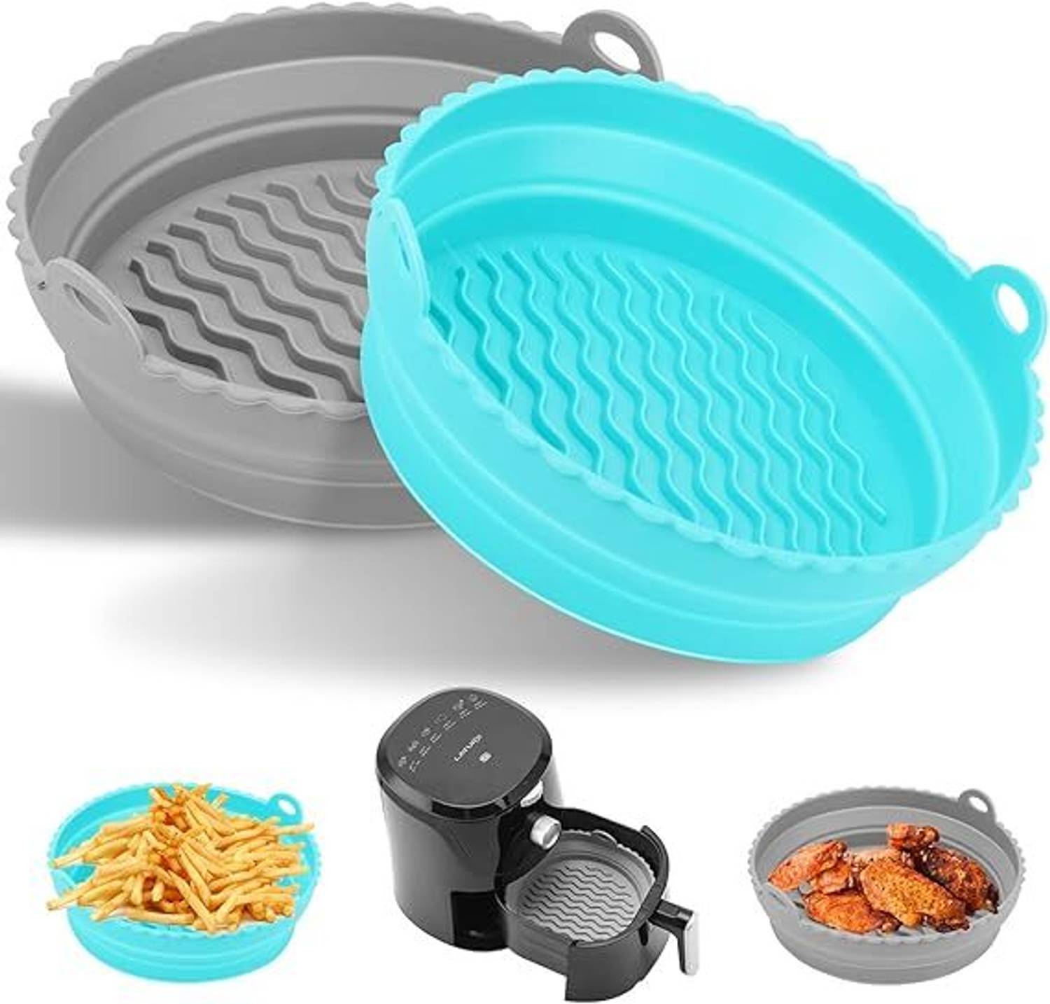 ALICIA Air-Fryer Tray Round Silicone Basket Baking Tray Nonstick Reusable Kitchen Tool Set