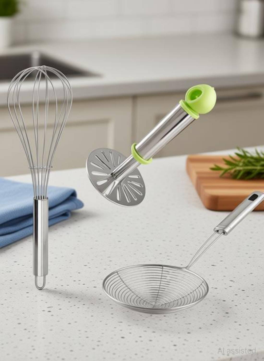 BARTANMART Combo Set of 3 pcs 3 pcs Potato Vegetable Masher/Egg Kitchen Tool Set Kitchen Tool Set