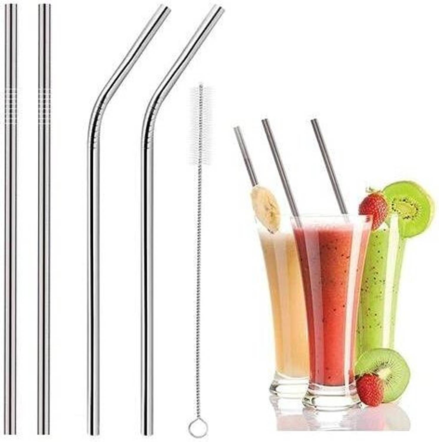 Atirap Reusable Metal, Thick, Long, Dishwasher Safe Stainless Steel Drinking Straws Kitchen Tool Set