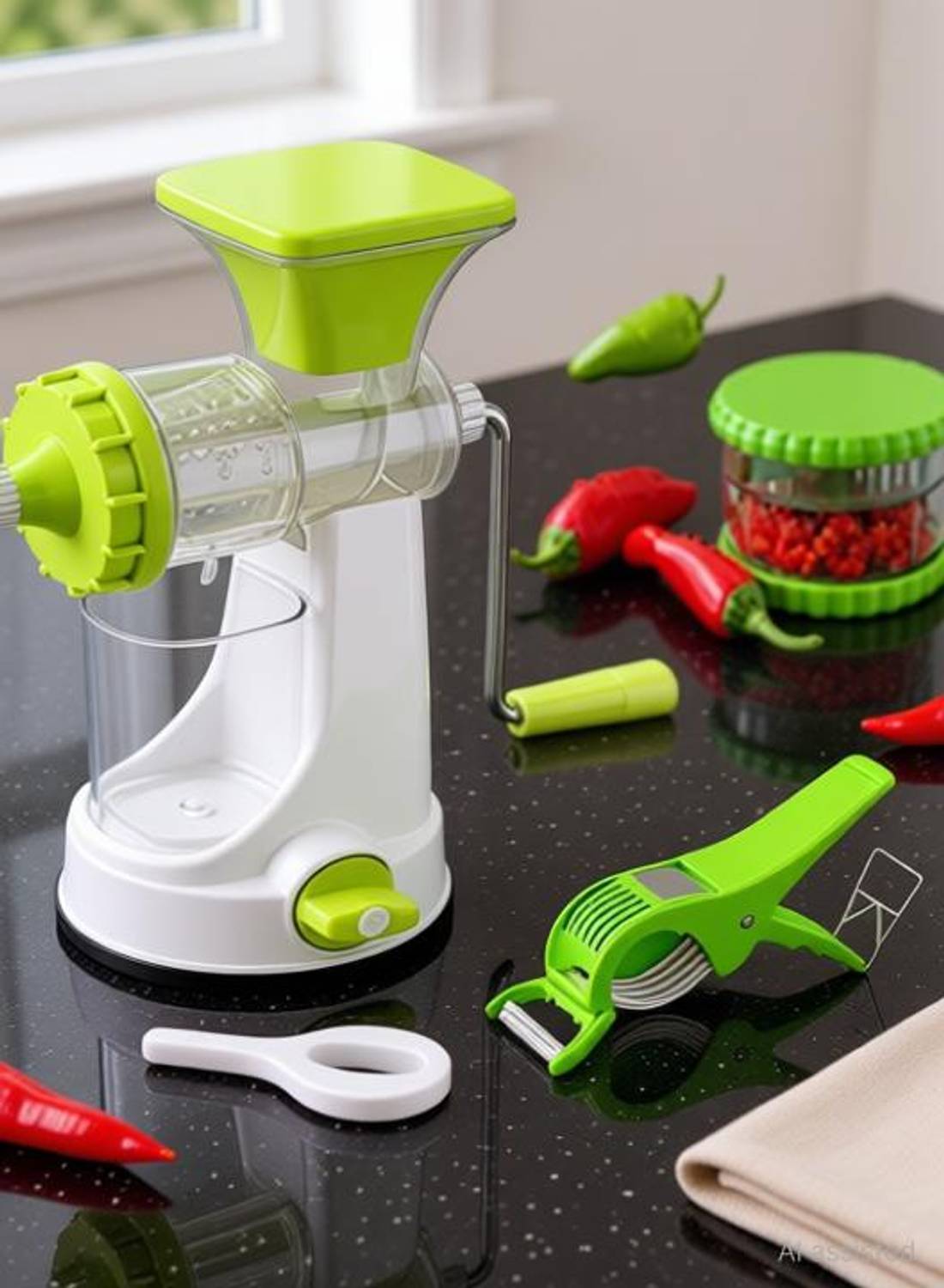 Analog Kitchenware Manual Power Free Hand Juicer + Crusher +Vegetable Cutter Kitchen Tool Set