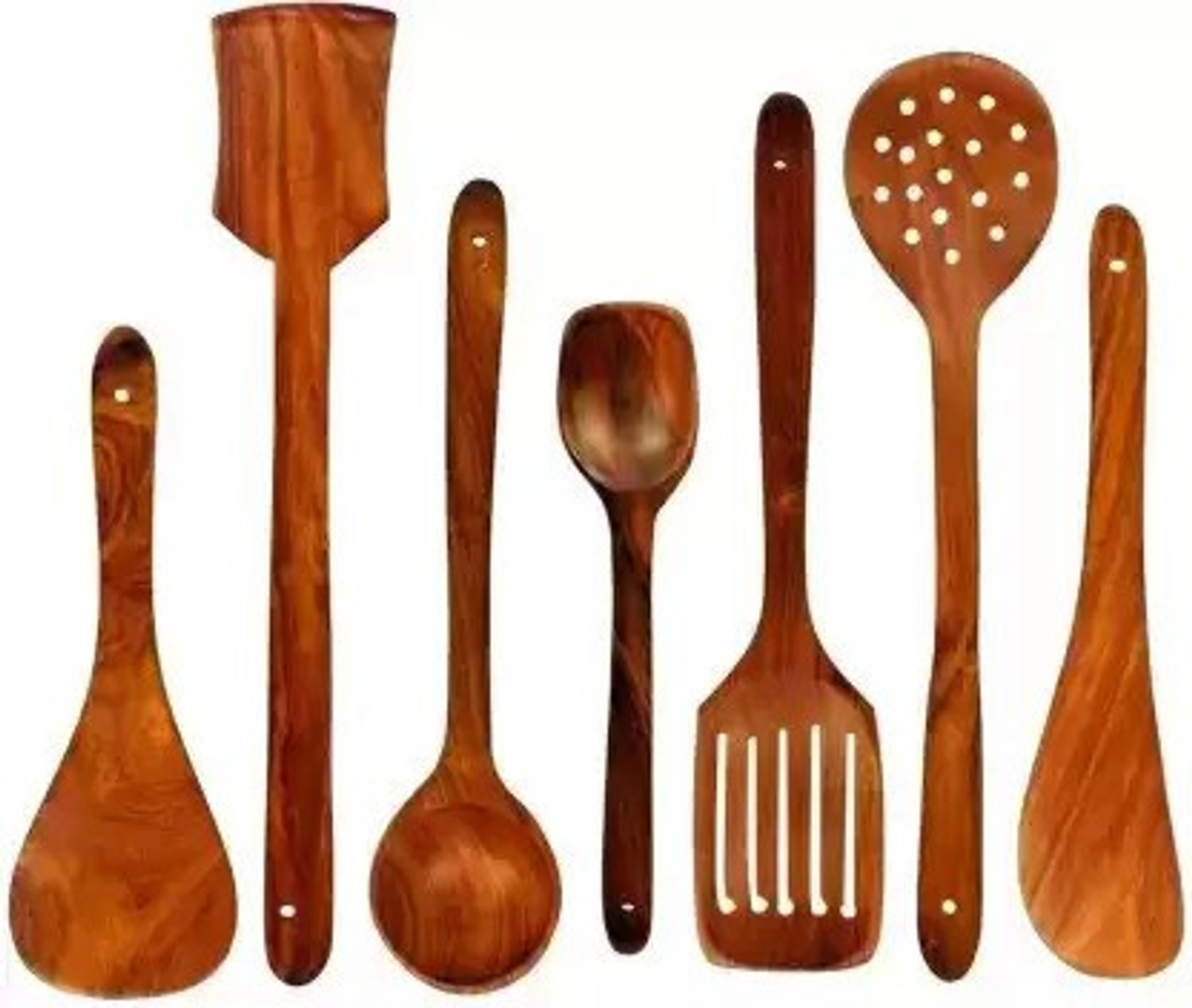 Image of Ruby Perl s Disposable Wooden Serving Spoon Set (Pack of 7) Disposable Wooden Dessert Spoon Set