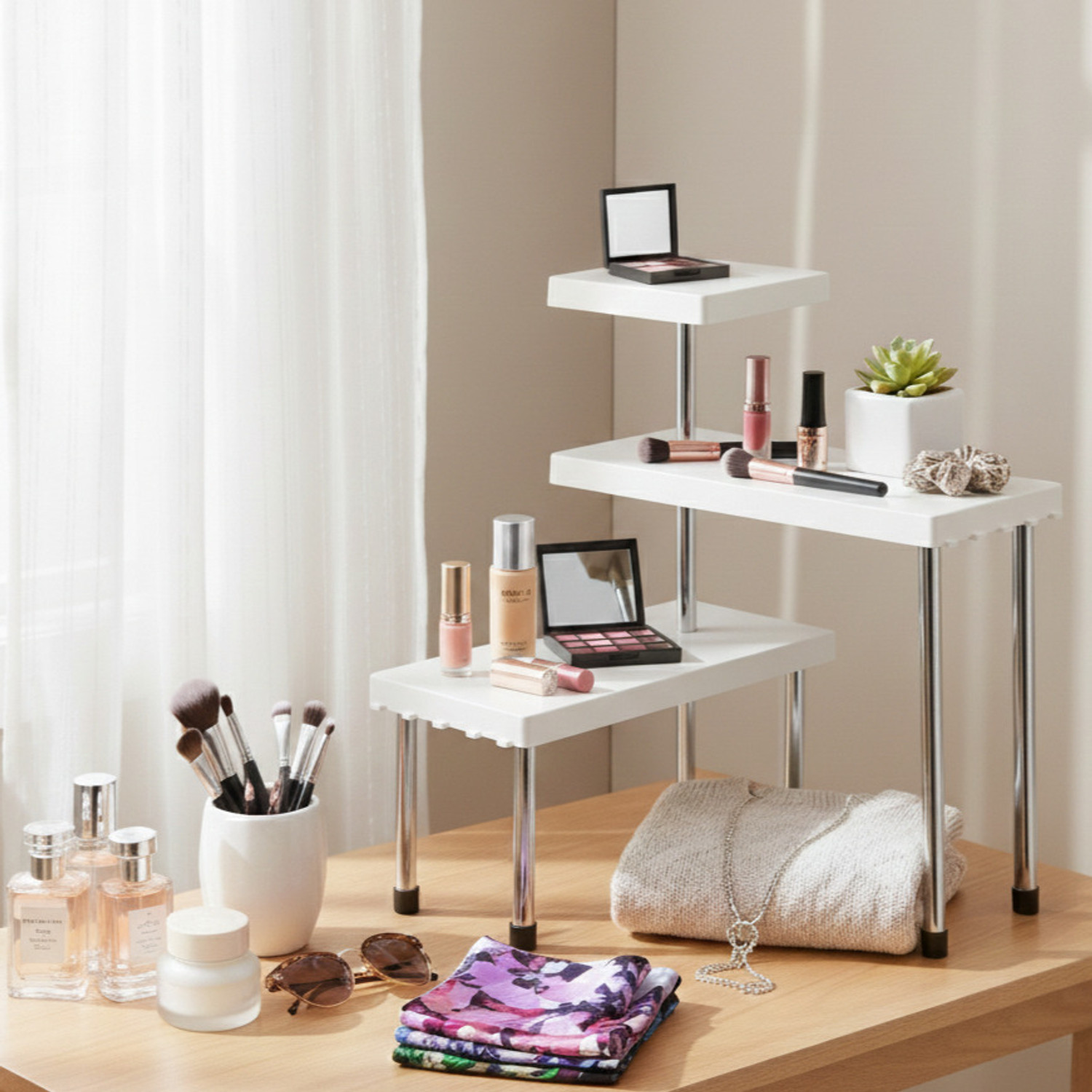 Image of Umax 3 Shelf Organizer Plastic Kitchen Cabinet
