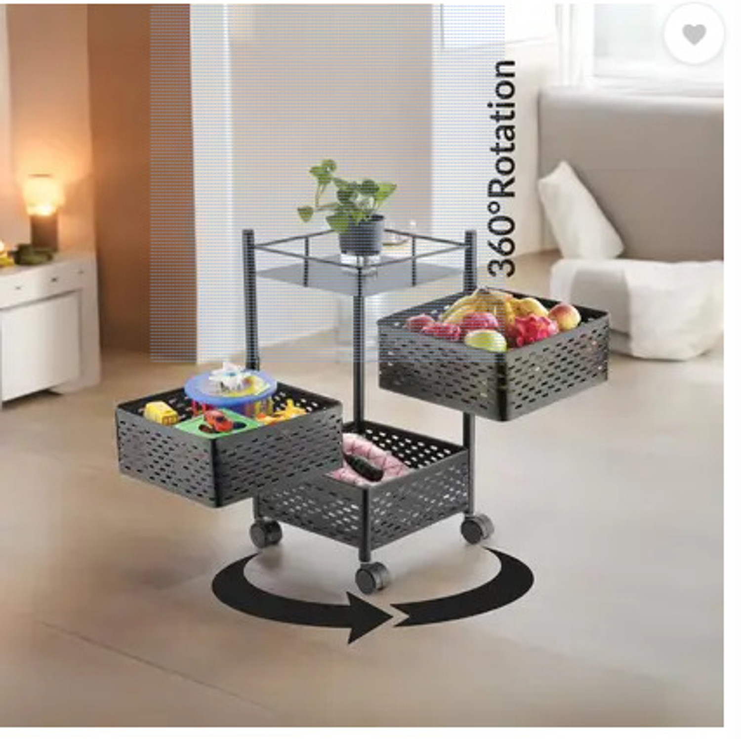 Image of Flipkart SmartBuy KT 3 layer kitchen trolley Iron Kitchen Trolley