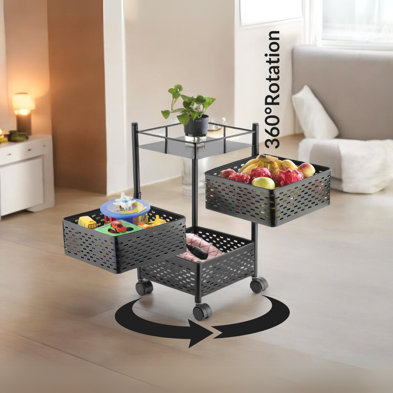 Image of Flipkart SmartBuy 3 Layer Kitchen Trolley Kitchen Organizer, Kitchen Accessories Iron Kitchen Trolley