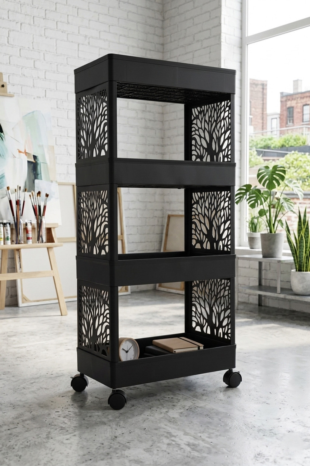 Image of GROTHEORY 4-Shelf Eco-Friendly Durable Plastic Trolley Stand Plastic Kitchen Trolley