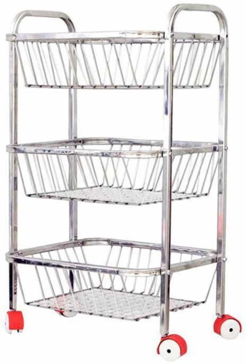 Image of ssb Stainless Steel Fruit & Vegetable Stand for Kitchen 3 Layer Steel Kitchen Trolley