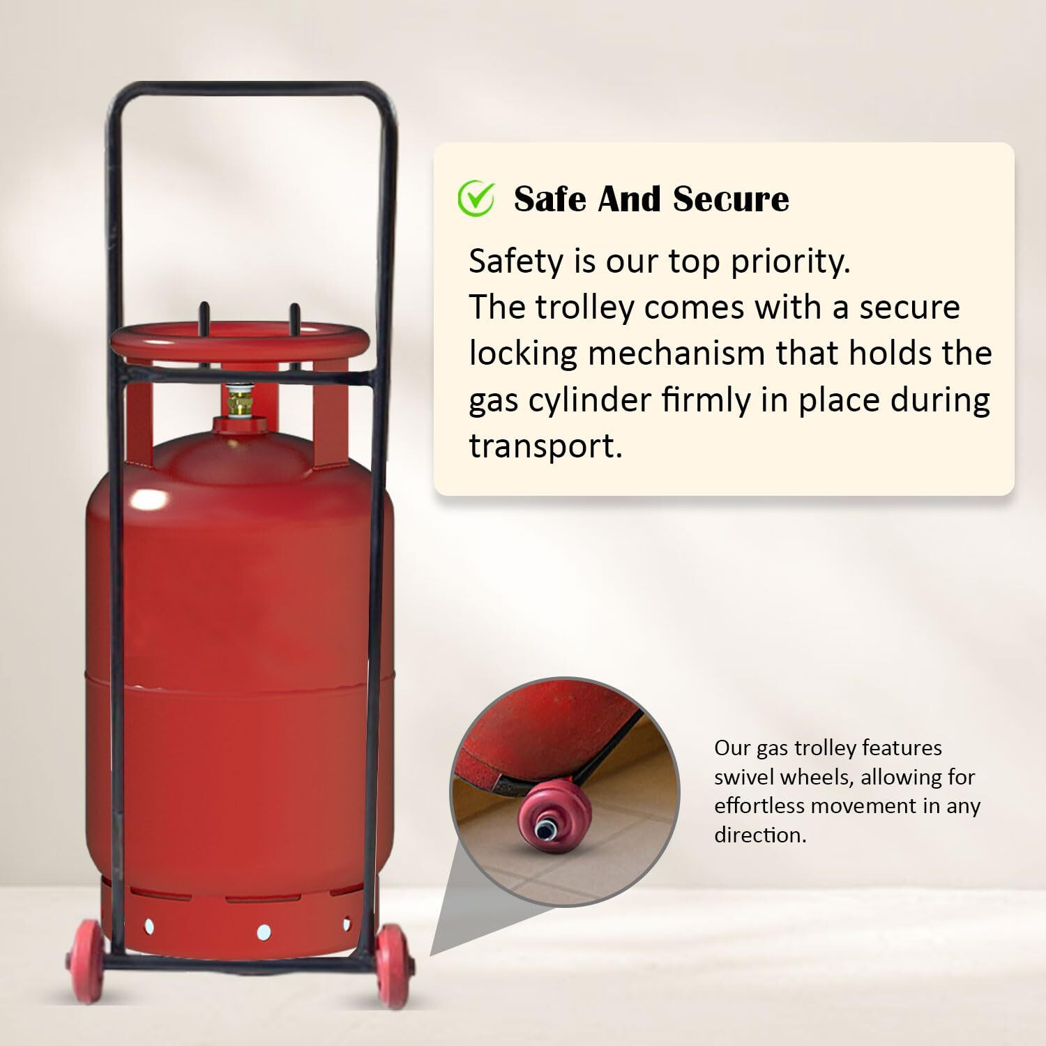 Image of reezle ✨ Heavy-Duty LPG Cylinder Trolley ♻️ ✔️Perfect for Easy Cylinder Transport Gas Cylinder Trolley (Black)