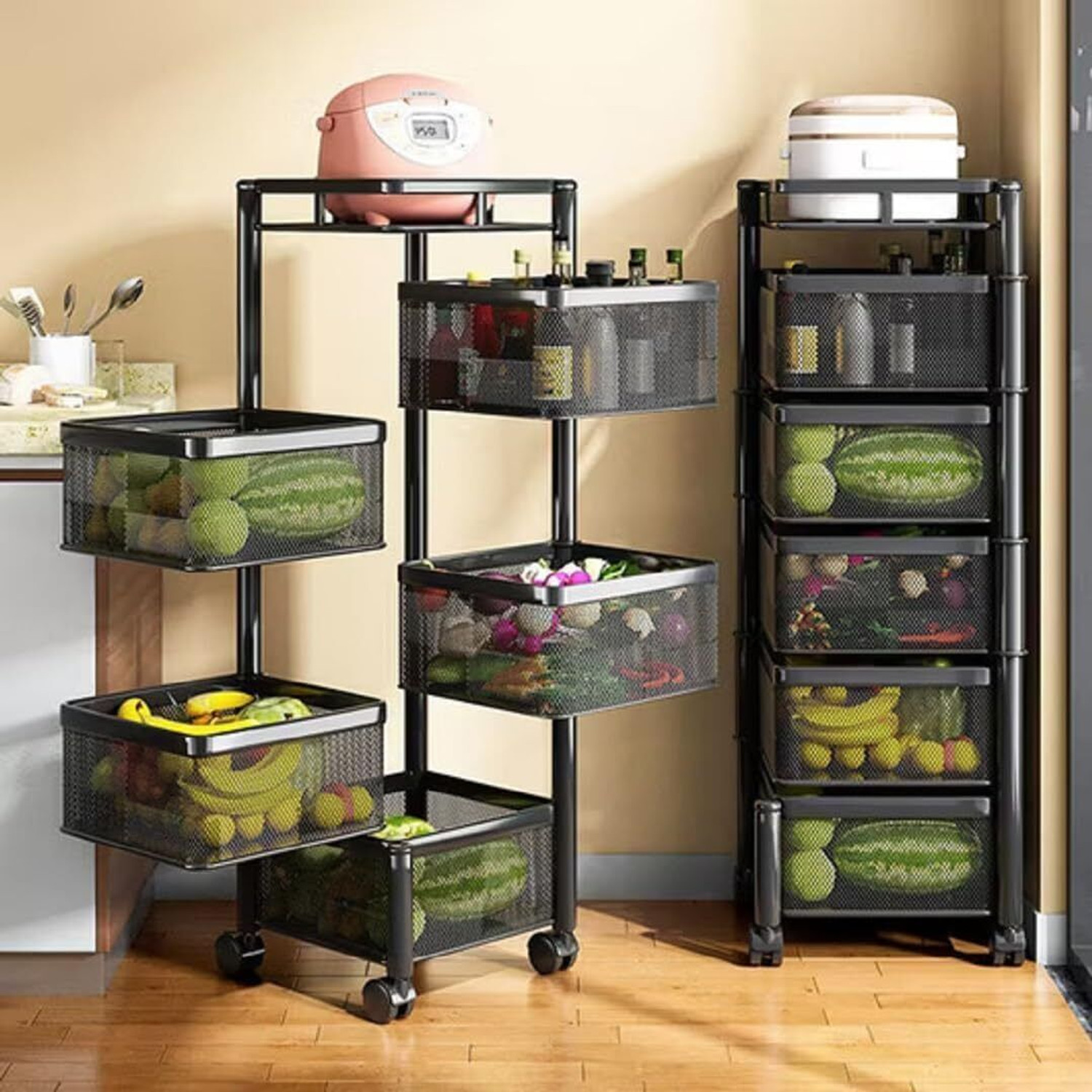 Image of Flipkart SmartBuy 5 layer trolley Iron Kitchen Trolley