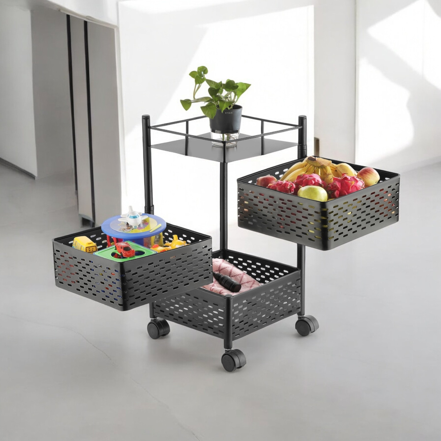Image of Flipkart SmartBuy 3 Layer Kitchen Trolley Kitchen Organizer, Kitchen Accessories Iron Kitchen Trolley